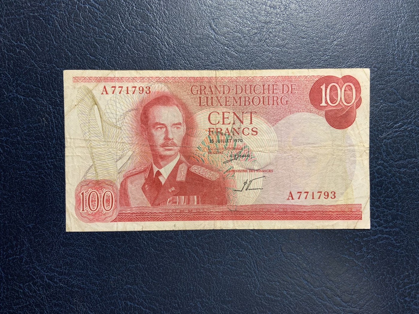 收藏联盟Quantum Auction 第284期拍卖  卢森堡大公国1970年100法郎 品相如图 首发A冠