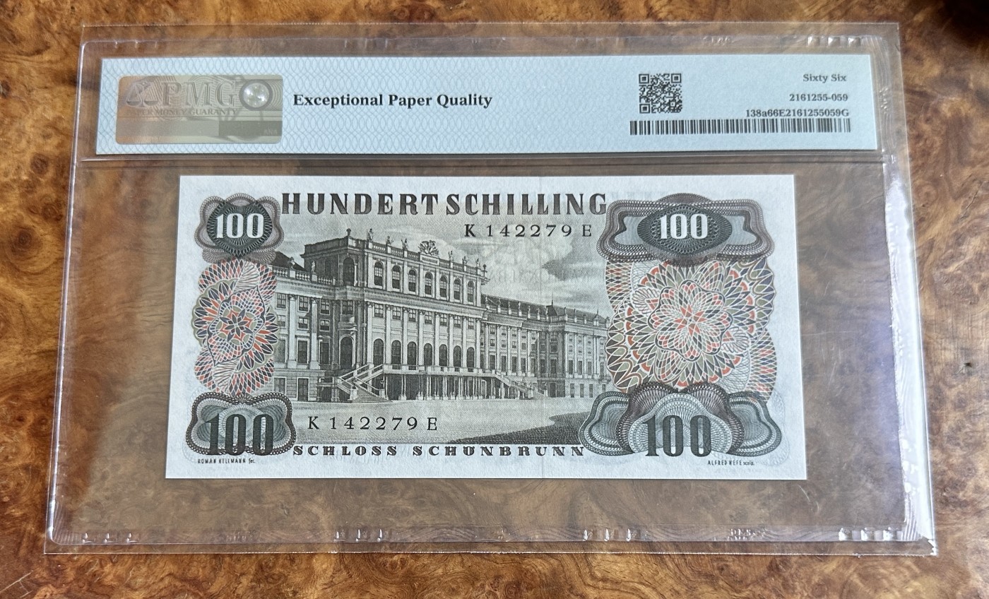 Chase Auction 第24期 - - 外钞、民国钞和人民币混合场！ 1960年奥地利100先令，PMG66！