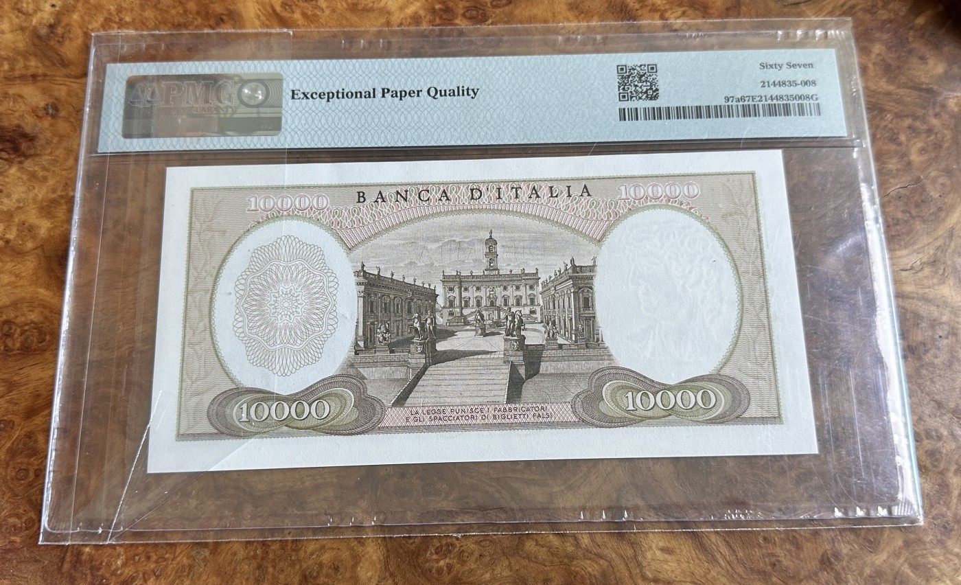 Chase Auction 第24期 - - 外钞、民国钞和人民币混合场！ 1973年意大利10000里拉，PMG67，错标！