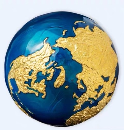 【海寕潮】拍卖第101期 - 【海寧潮A】巴巴多斯2021黄金地球蓝色彩珐琅球形3盎司纪念银币原价4800元