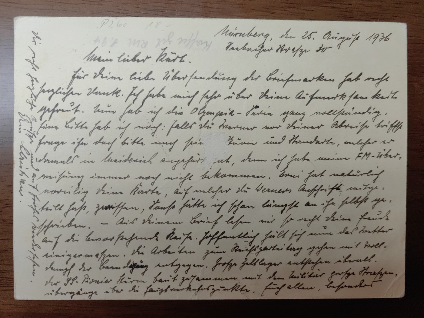 中外邮品专场第③场 德国1936年奥运会纪念邮资片实寄一枚，盖奥运场馆戳。