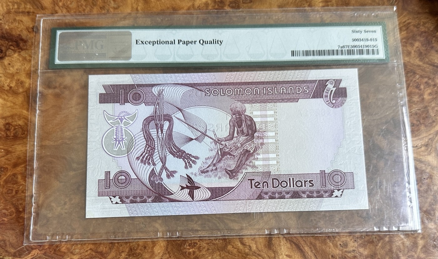 Chase Auction 第24期 - - 外钞、民国钞和人民币混合场！ 1977年所罗门群岛10元，PMG67！