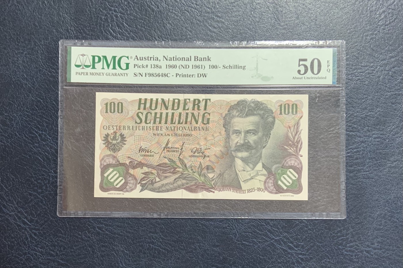 收藏联盟Quantum Auction 第284期拍卖  奥地利1960年100先令 PMG50e 施特劳斯和美泉宫