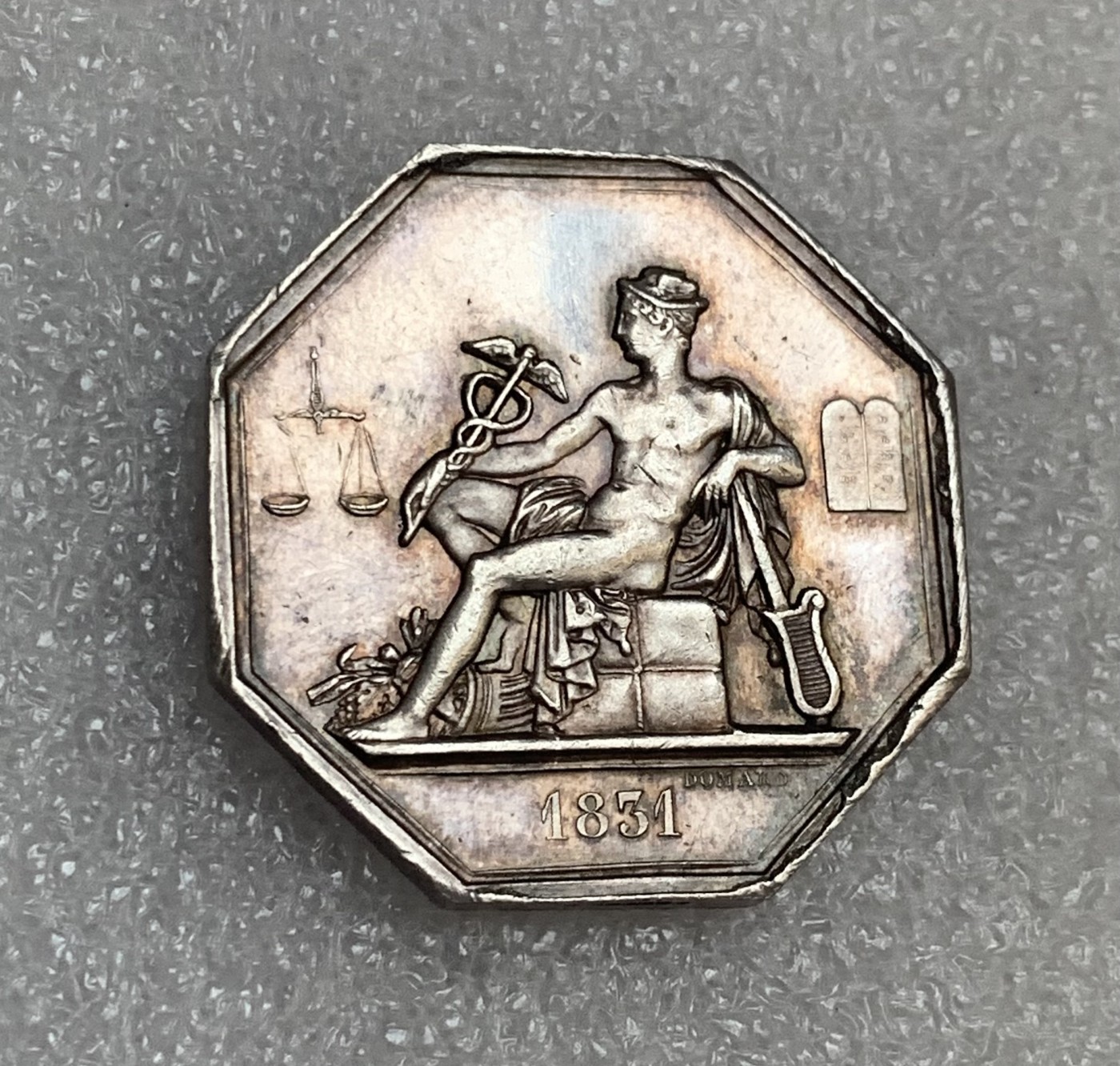 瓶子🏺第106期拍卖会  法国1831年墨丘利JETON银质八角  31毫米16.9克