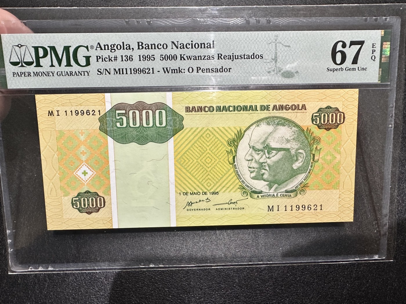《外钞收藏家》第二百九十五期（连拍第三场） 1995年安哥拉5000 PMG67 无47