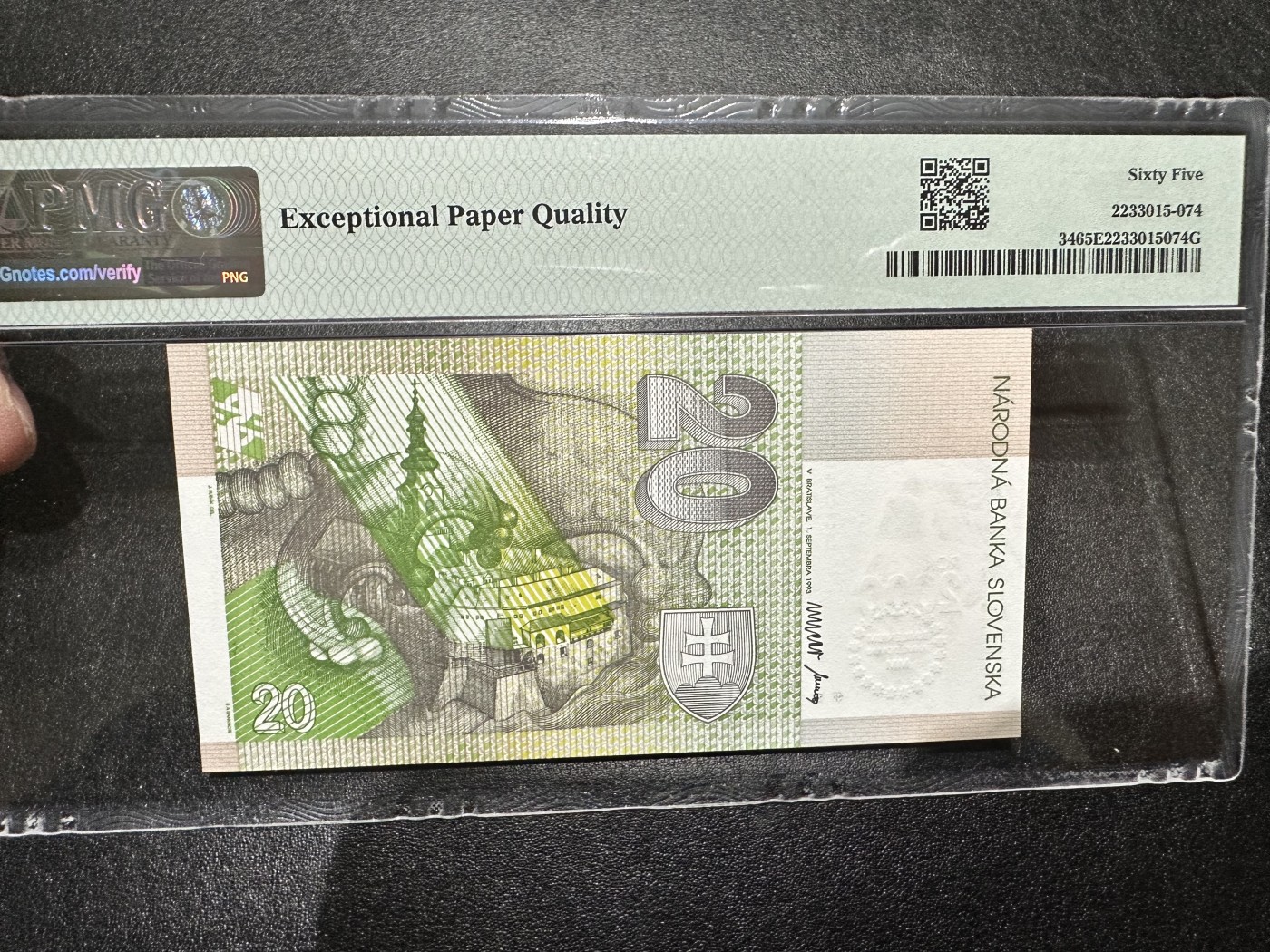 《外钞收藏家》第二百九十五期（连拍第三场） 2000年斯洛伐克20克朗 PMG65 无47 A冠 纪念钞