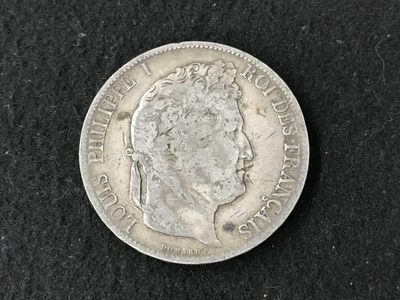 法国1844年路易·菲利普一世5法郎银币1枚【2351】   - 法国1844年路易·菲利普一世5法郎银币1枚【2351】  
