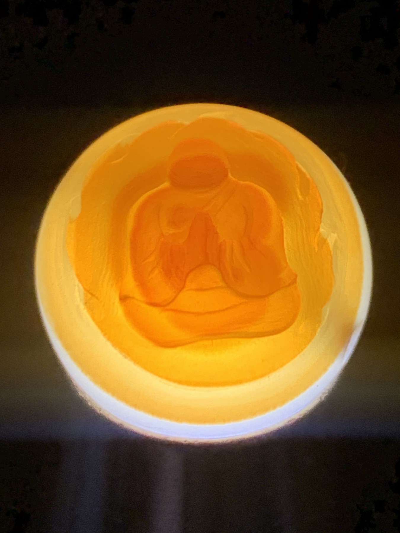 精美亚光高玉化巴西玛瑙手工俏色巧雕无相佛2.0圆珠一个！