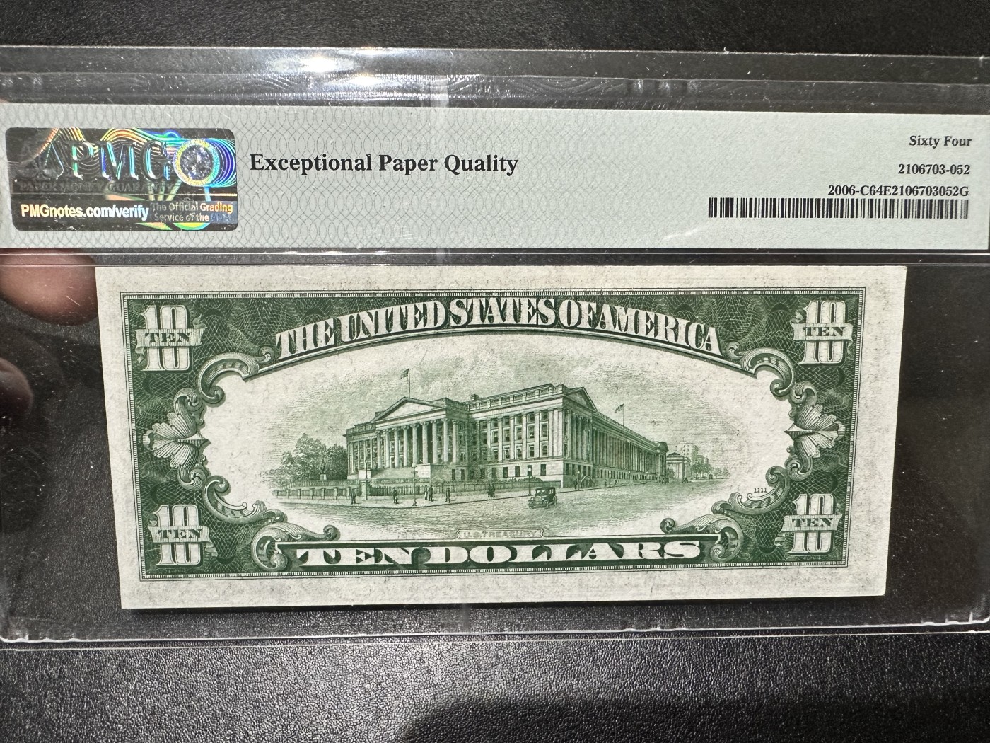 《外钞收藏家》第二百九十五期（连拍第三场）  1934年美国10美元 PMG64E 尾6