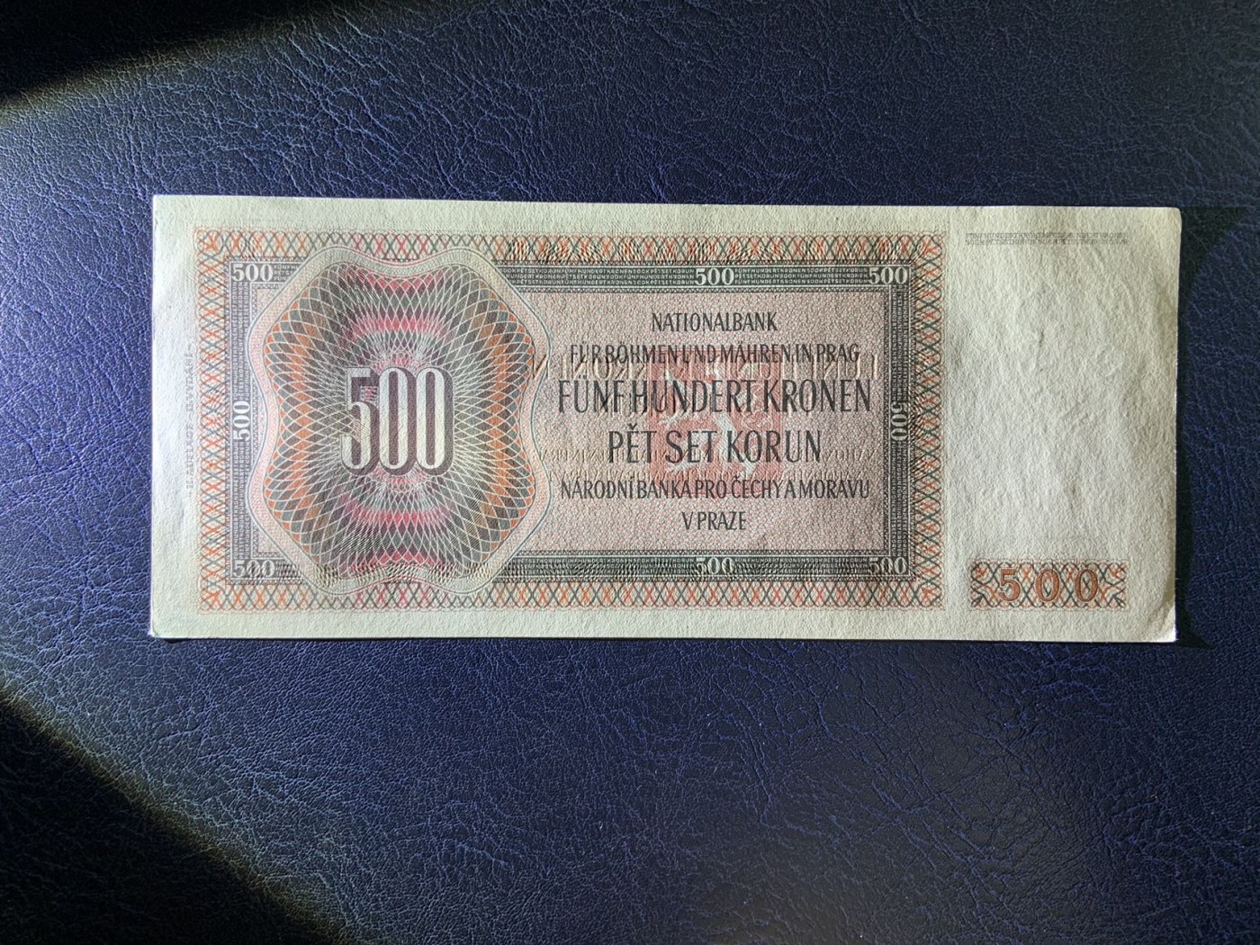 收藏联盟Quantum Auction 第285期拍卖  波西米亚和摩拉维亚1942年500克朗 品相UNC- 细节如图 少见实票 Aa冠