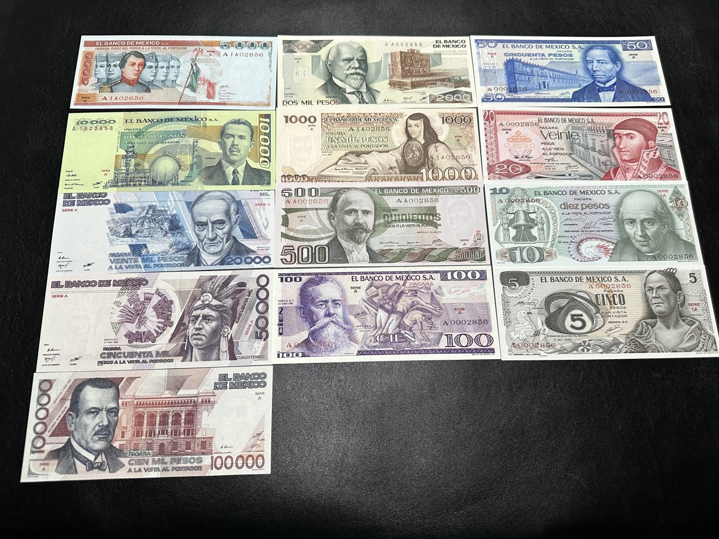 《外钞收藏家》第二百九十五期（连拍第三场） 墨西哥一套 AA冠 A冠13枚一起 全新绝品 全同小号