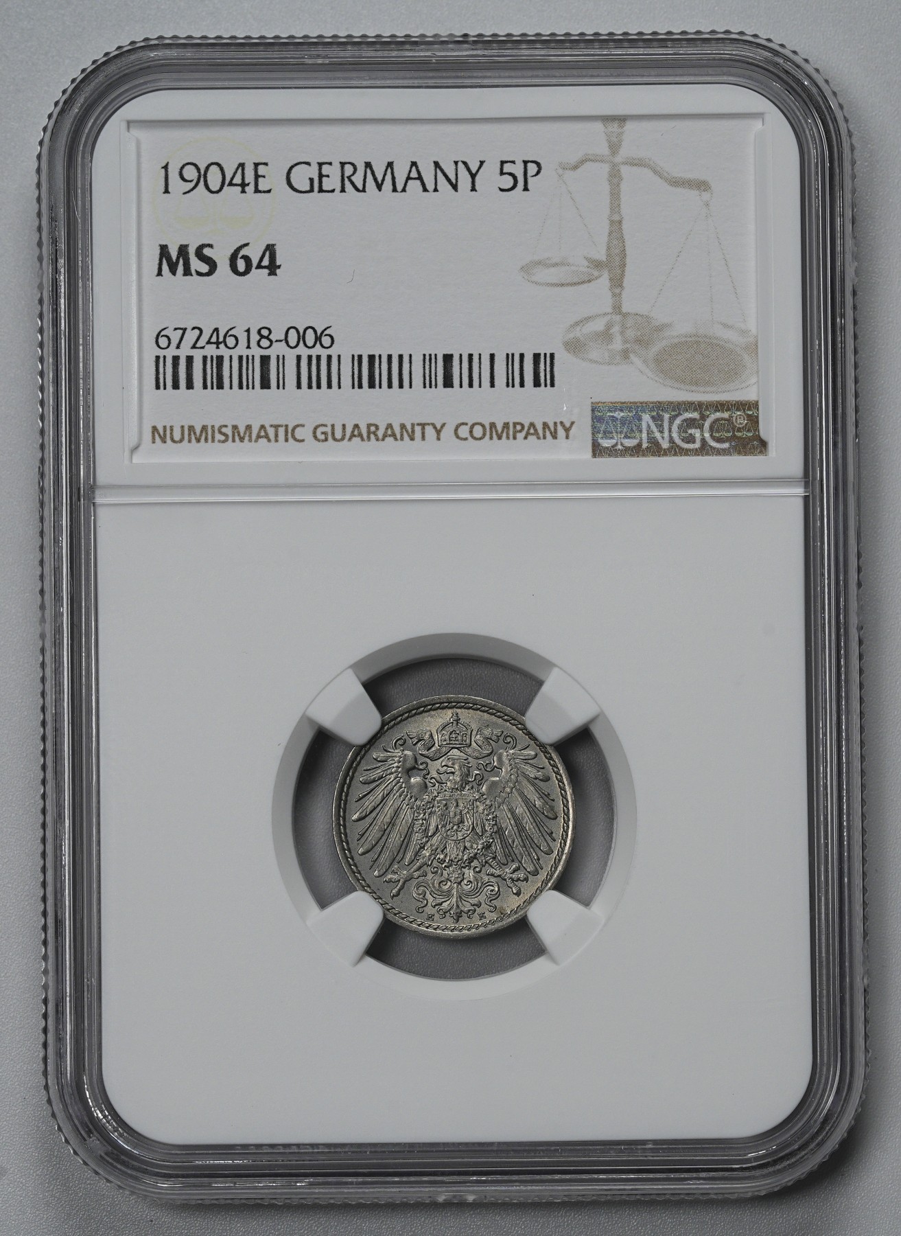 冬天里的玫瑰 1904年德国5分尼镍币，少见年份。