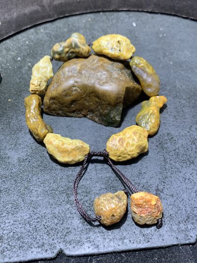 精美阿拉善管状筋脉石原石手工编织手串一条， - 精美阿拉善管状筋脉石原石手工编织手串一条，