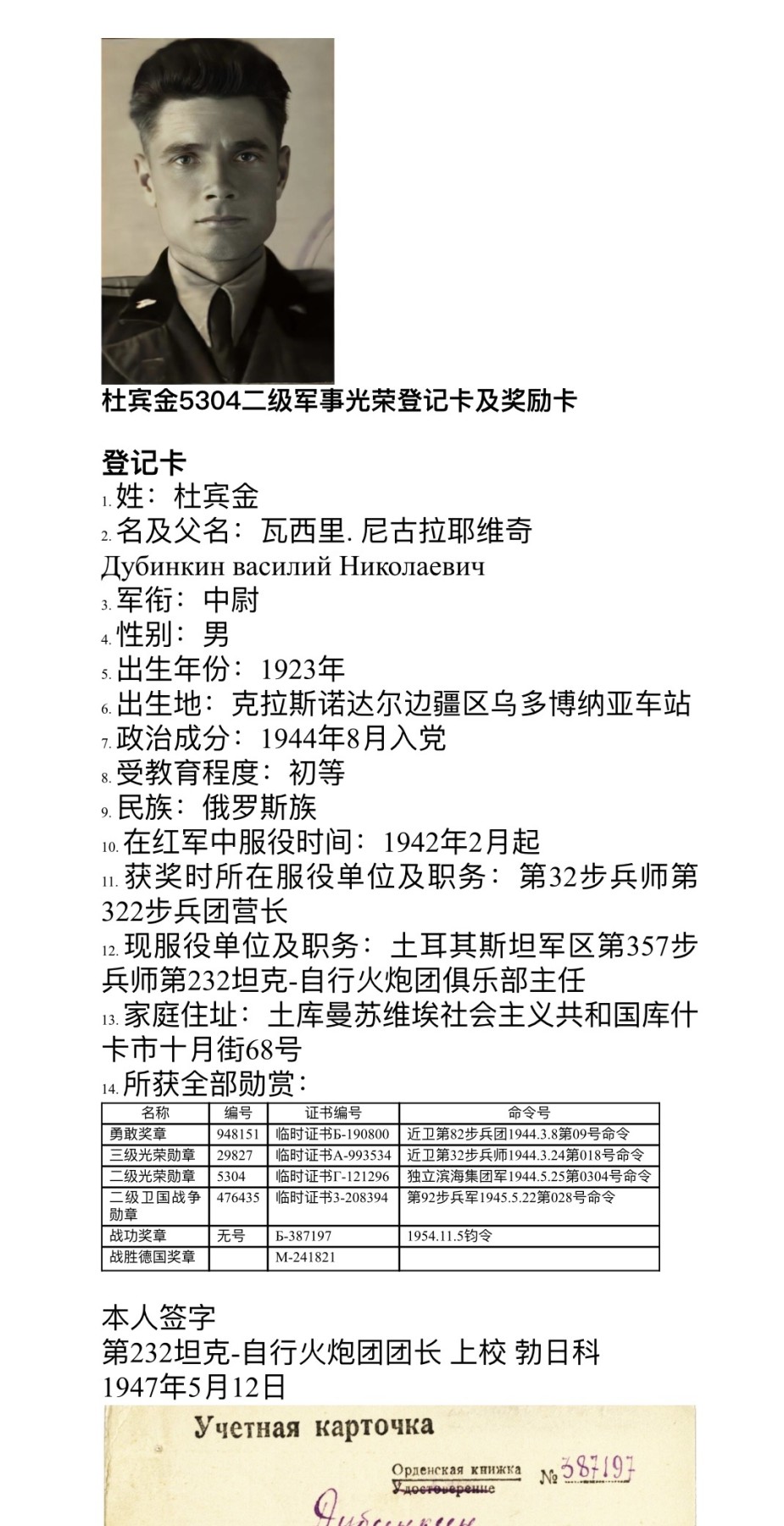 大猫徽章拍卖 第231期  苏联二级军事光荣勋章 档案齐全