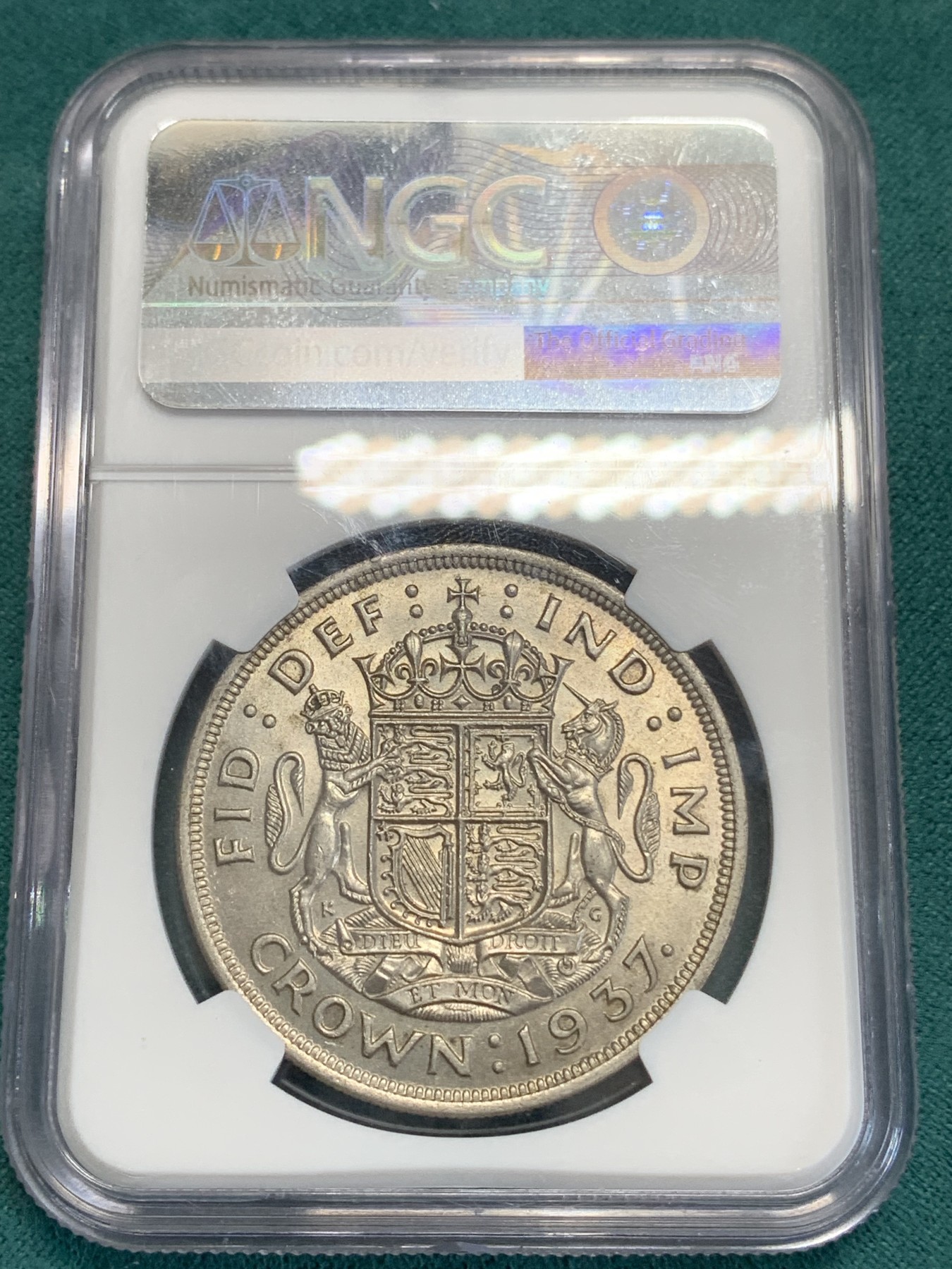 《竞宝斋》第192场-周日，周一 2场 (全场包邮) NGC-MS63 英国 1937年 乔治六世登基克朗大银币 光度好 可对比64状态