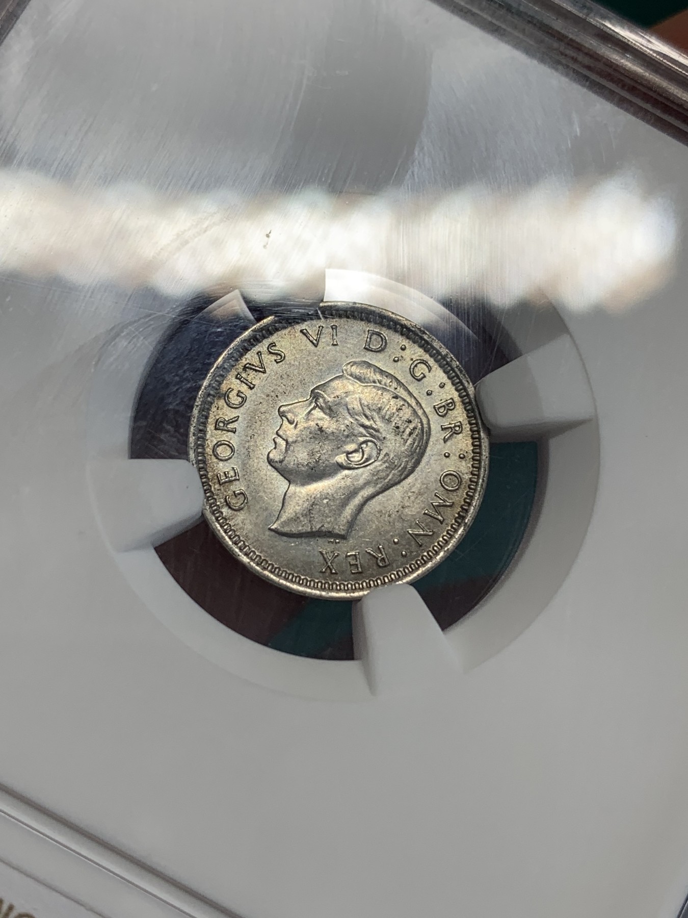 《竞宝斋》第192场-周日，周一 2场 (全场包邮) NGC-MS63 英国 1937年 乔治六世登基年3便士小银币 小银品好困难