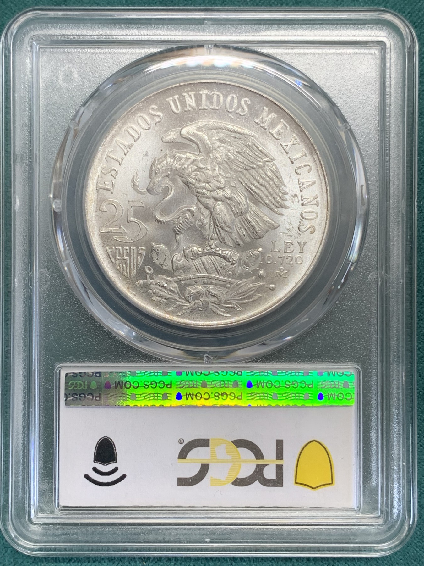 《竞宝斋》第192场-周日，周一 2场 (全场包邮) PCGS MS65 墨西哥1968年奥运会25比索银币