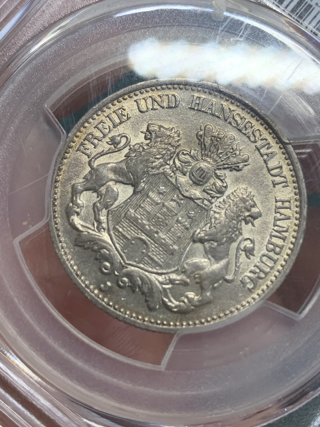 《竞宝斋》第192场-周日，周一 2场 (全场包邮) PCGS-AU55   德国1906年双狮2马克银币