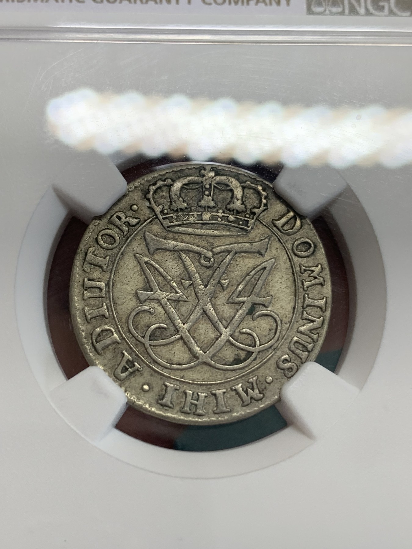 《竞宝斋》第192场-周日，周一 2场 (全场包邮) NGC AU50 丹麦1721年12s银币 原味包浆 低评