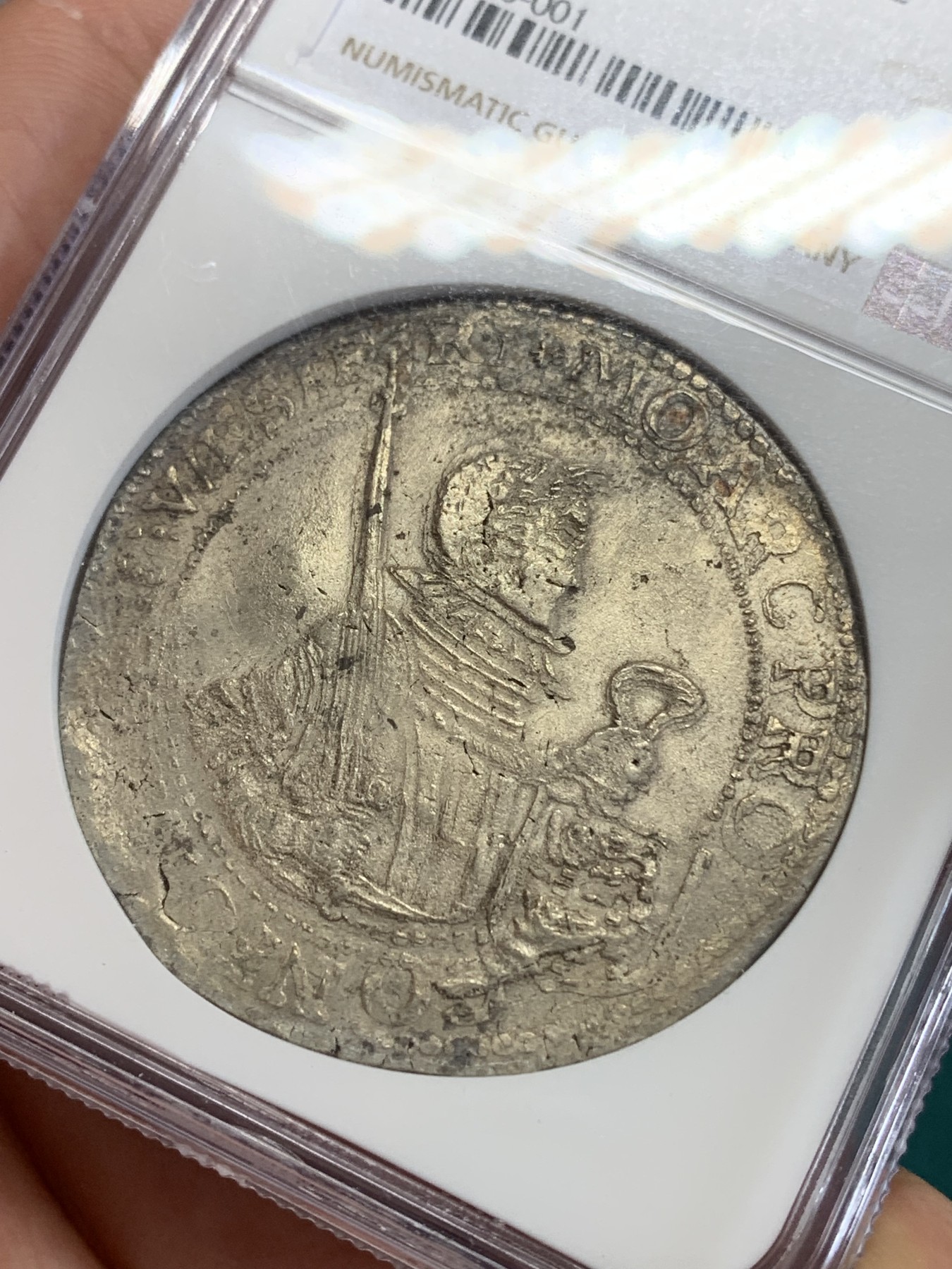 《竞宝斋》第192场-周日，周一 2场 (全场包邮) NGC-AU 荷兰尼德兰 1621年 1RD 大银币 原味包浆 细节突出 非常好