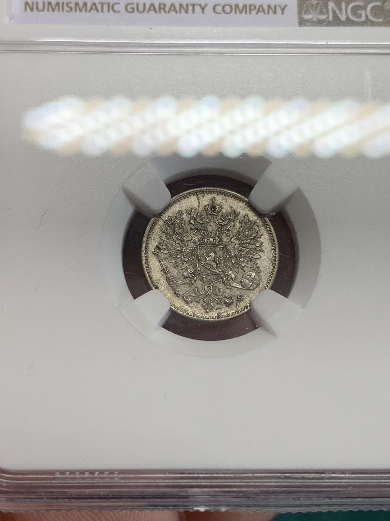 《竞宝斋》第192场-周日，周一 2场 (全场包邮) NGC-MS63 俄属芬兰1916年双头鹰25分银币