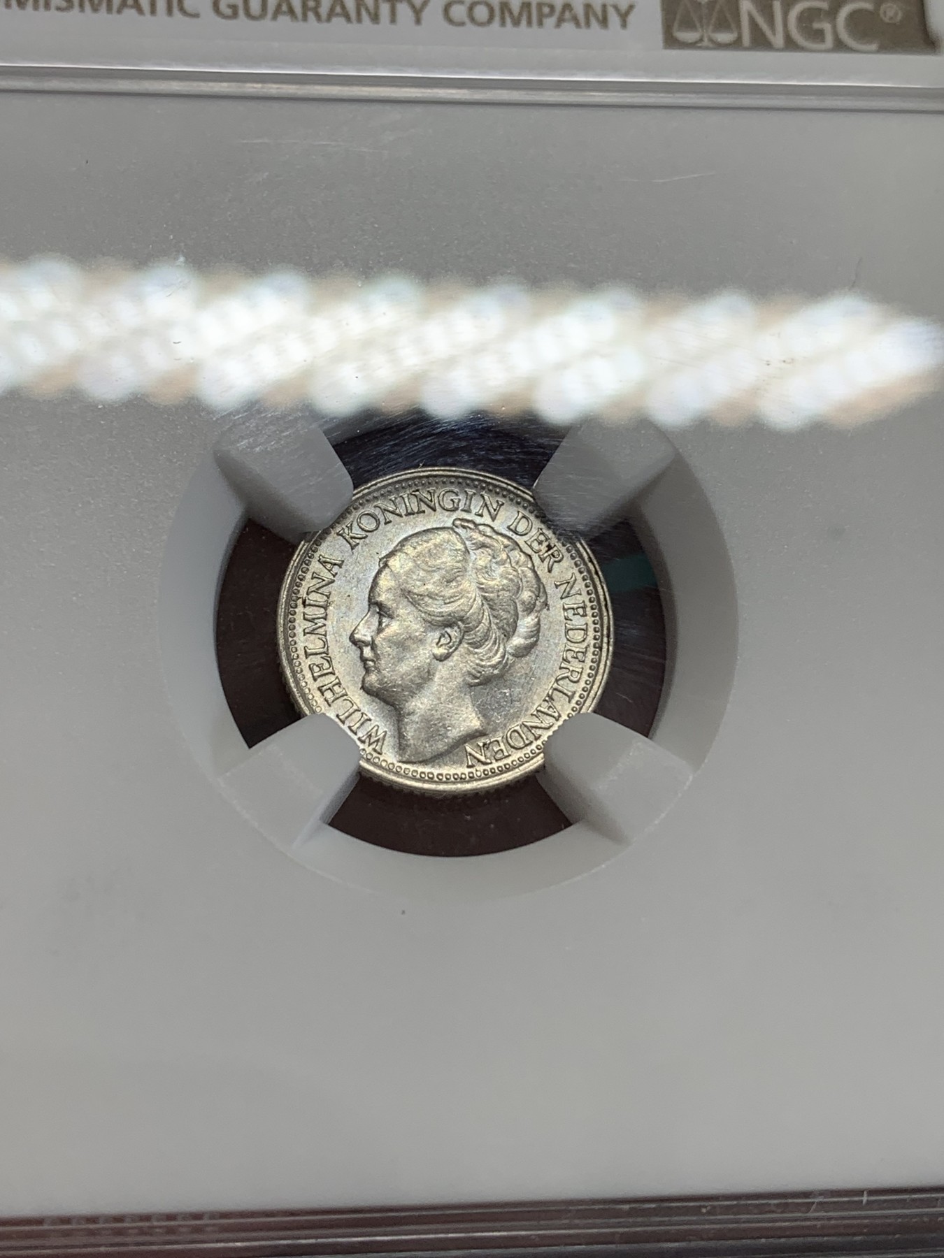 《竞宝斋》第192场-周日，周一 2场 (全场包邮) NGC MS63 荷兰威廉明娜女王1941年10分小银币