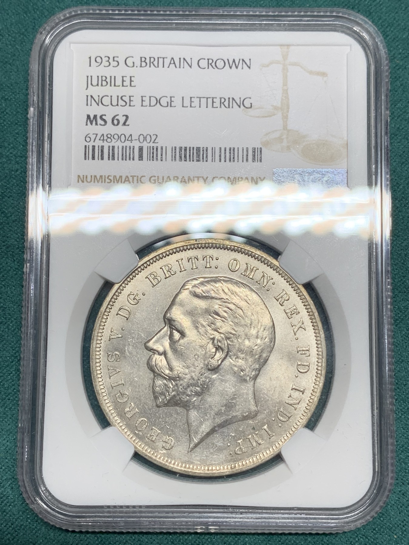 《竞宝斋》第192场-周日，周一 2场 (全场包邮) NGC- MS62 英国1935年乔治五世木马剑克朗大银币