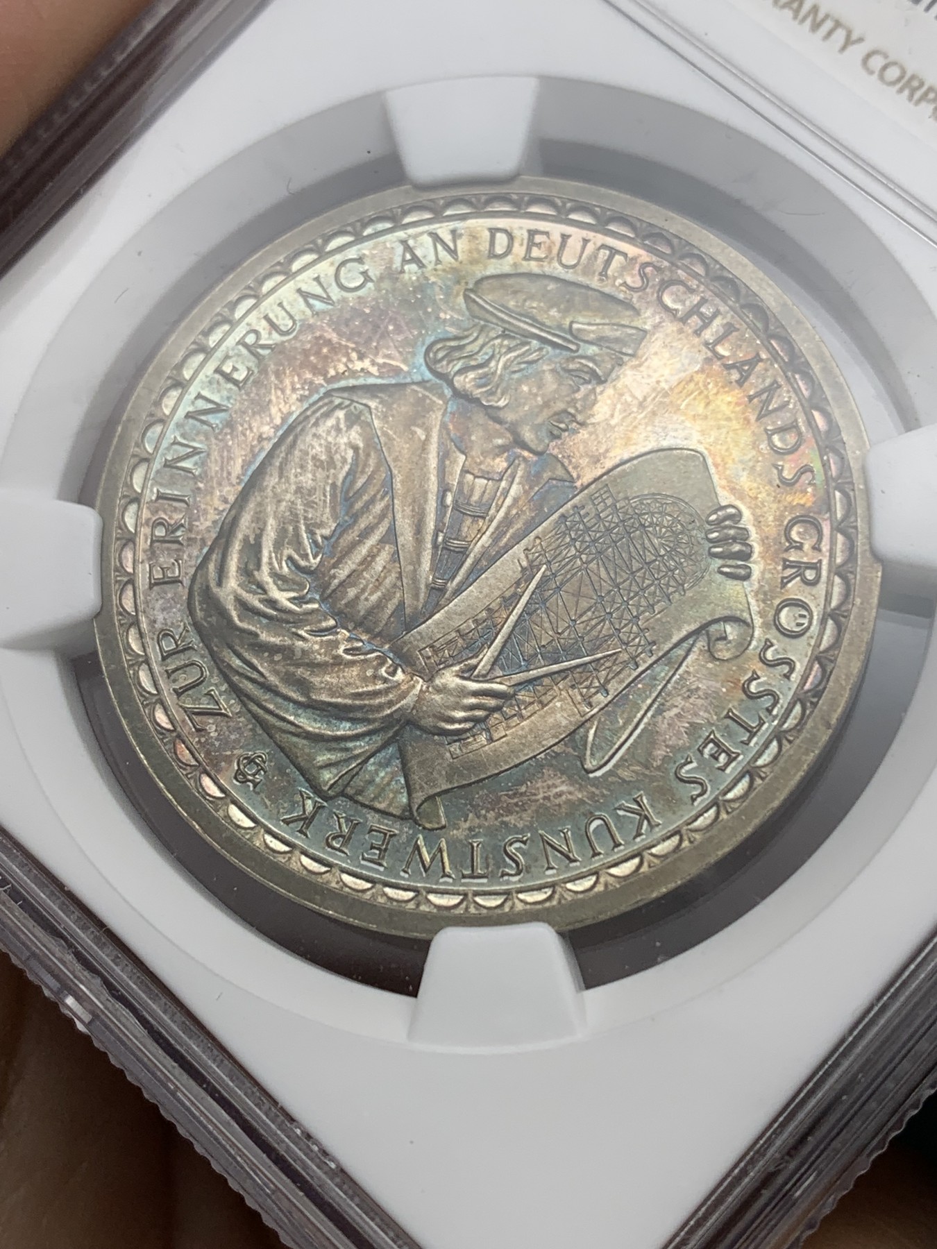 《竞宝斋》第192场-周日，周一 2场 (全场包邮) NGC-MS64 德国1928年科隆大教堂奠基680周年银章 超强镜面！绝美幻彩高分银章！