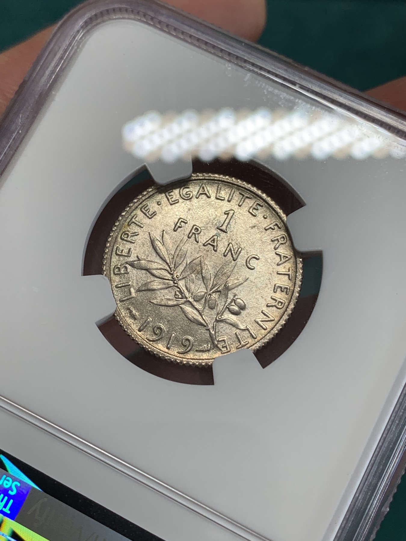 《竞宝斋》第192场-周日，周一 2场 (全场包邮) NGC-MS63 法国1919年 播种女神1法郎银币