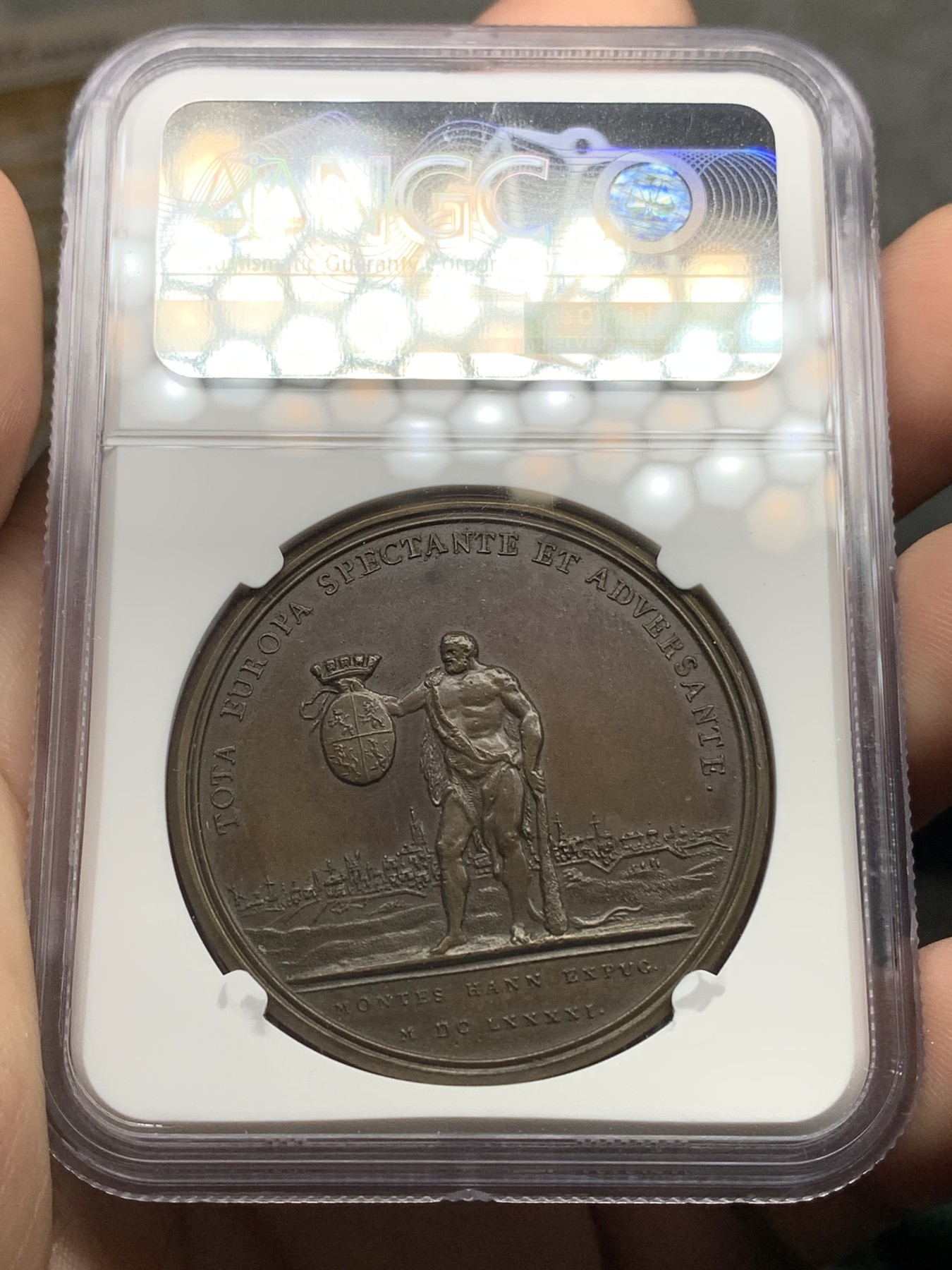 《竞宝斋》第192场-周日，周一 2场 (全场包邮) NGC-MS62 法国1691年路易十四蒙斯围城战纪念铜章