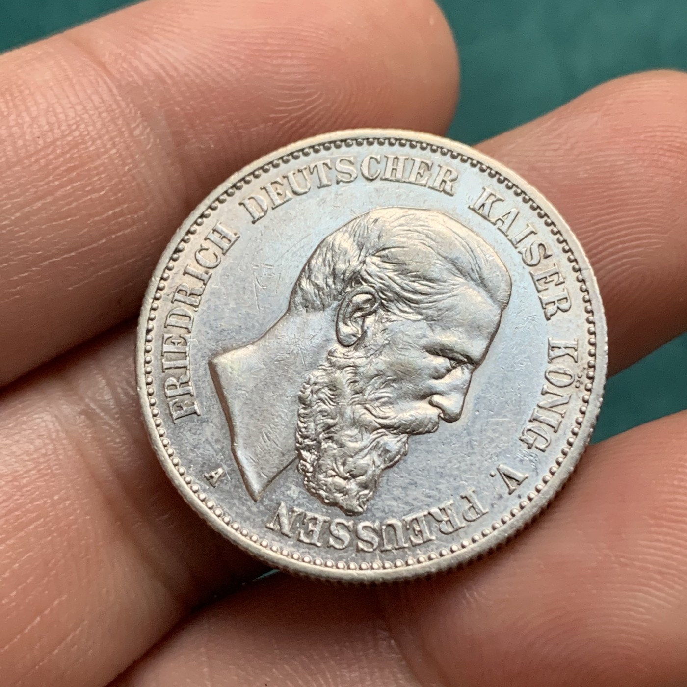 《竞宝斋》第192场-周日，周一 2场 (全场包邮) 德国1888年普鲁士弗里德里希三世短翅2马克银币 三皇之年 细节不错