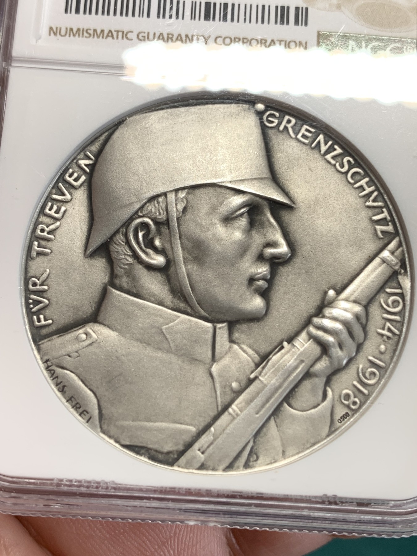 《竞宝斋》第192场-周日，周一 2场 (全场包邮) NGC MS63 瑞士1918卢塞恩射击节银章 45mm大规格