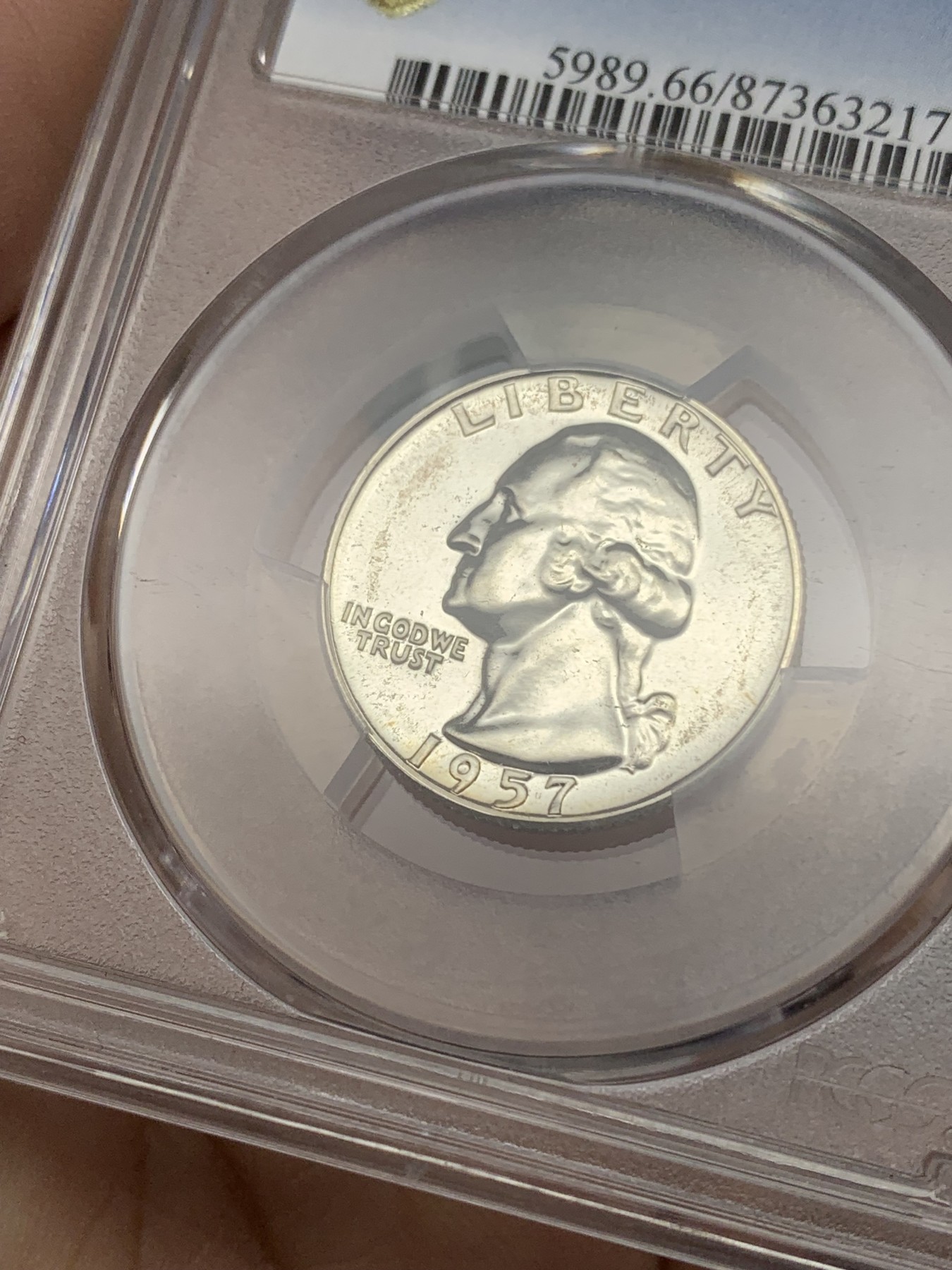 《竞宝斋》第192场-周日，周一 2场 (全场包邮) PCGS PR66 美国1957年25美分精制银币