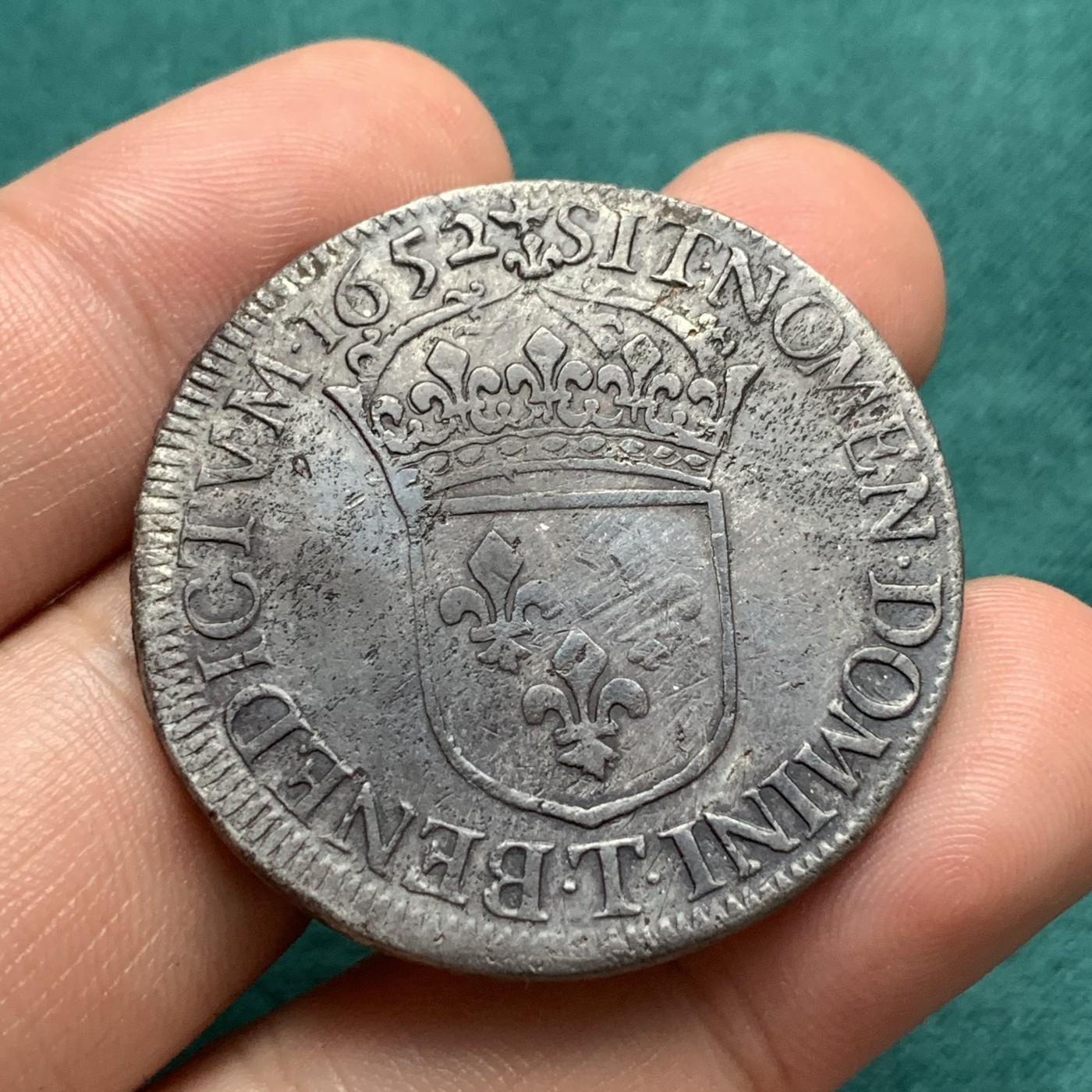 《竞宝斋》第192场-周日，周一 2场 (全场包邮) 法国路易十四1652T埃居大银币 细节见图