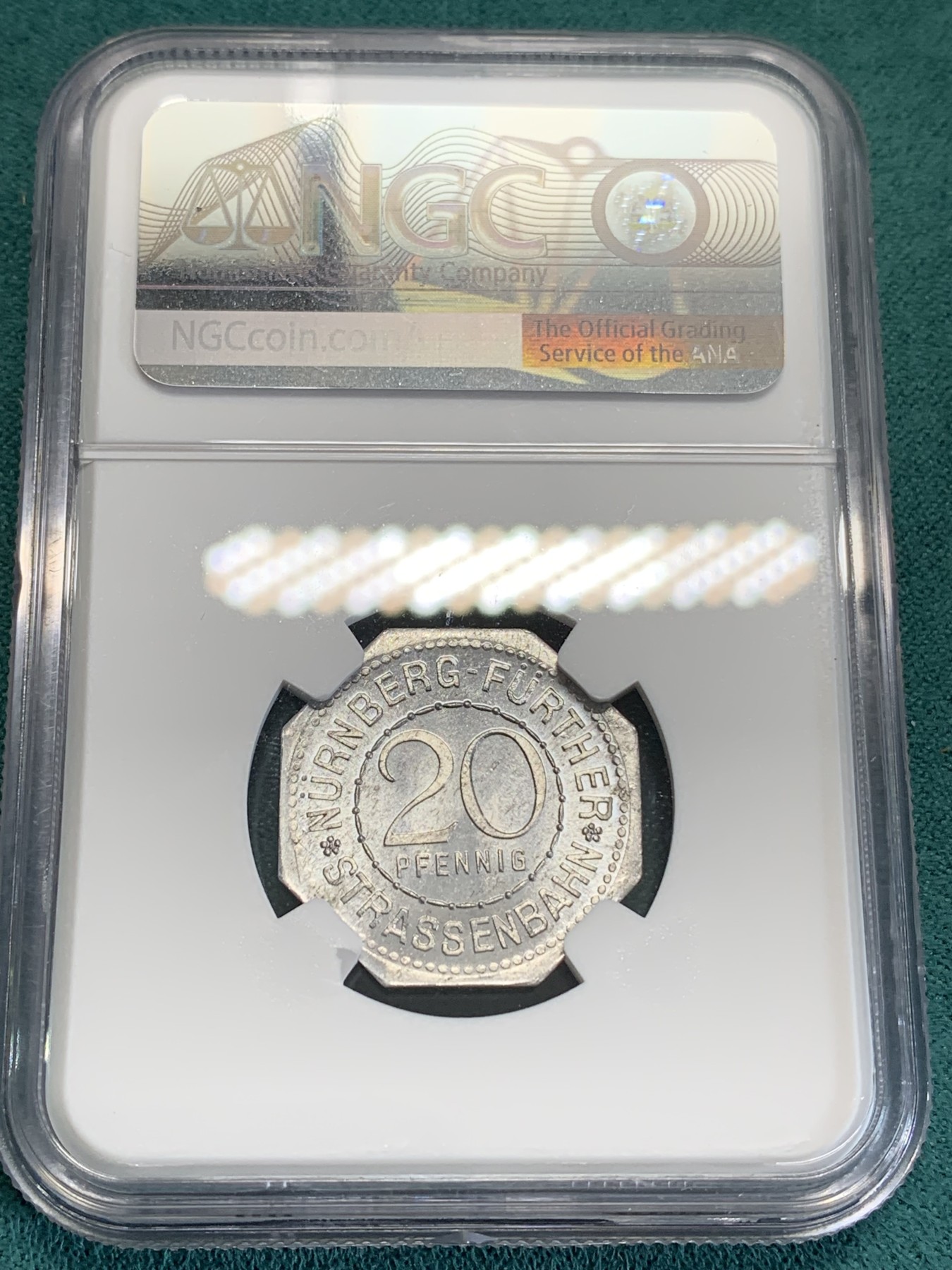 《竞宝斋》第192场-周日，周一 2场 (全场包邮) NGC MS62 德国1920纽伦堡电车代币