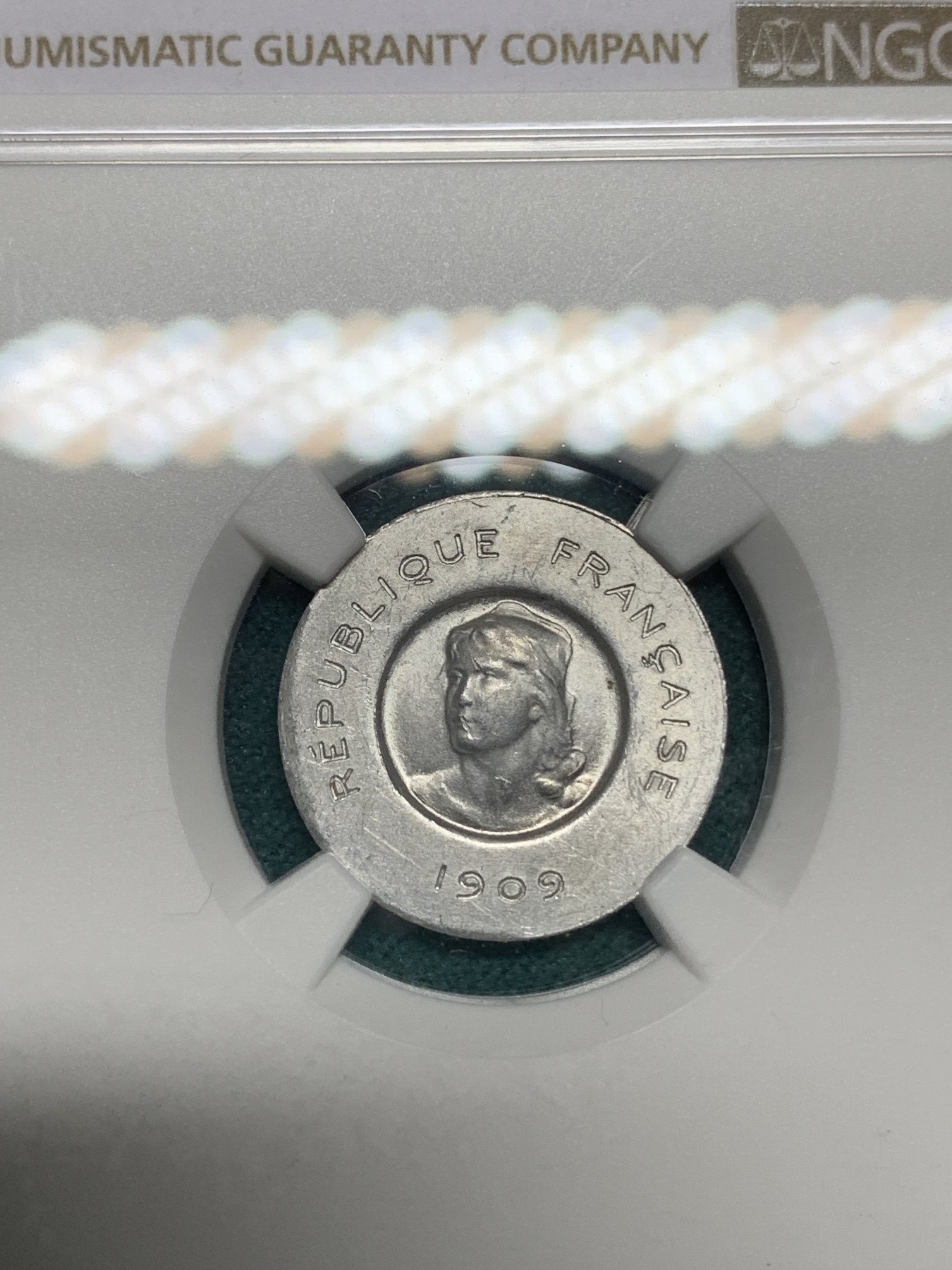 《竞宝斋》第192场-周日，周一 2场 (全场包邮) NGC MS62 法国1909年5分样币