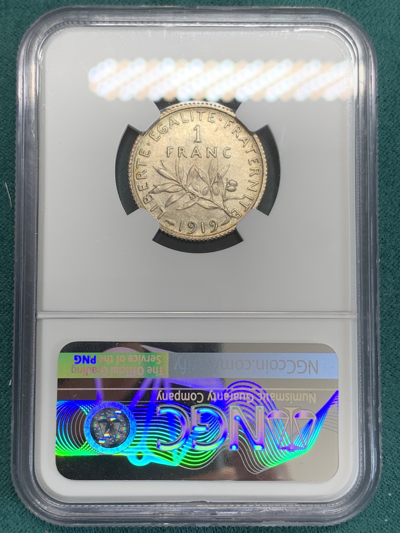 《竞宝斋》第192场-周日，周一 2场 (全场包邮) NGC-MS63 法国1919年 播种女神1法郎银币