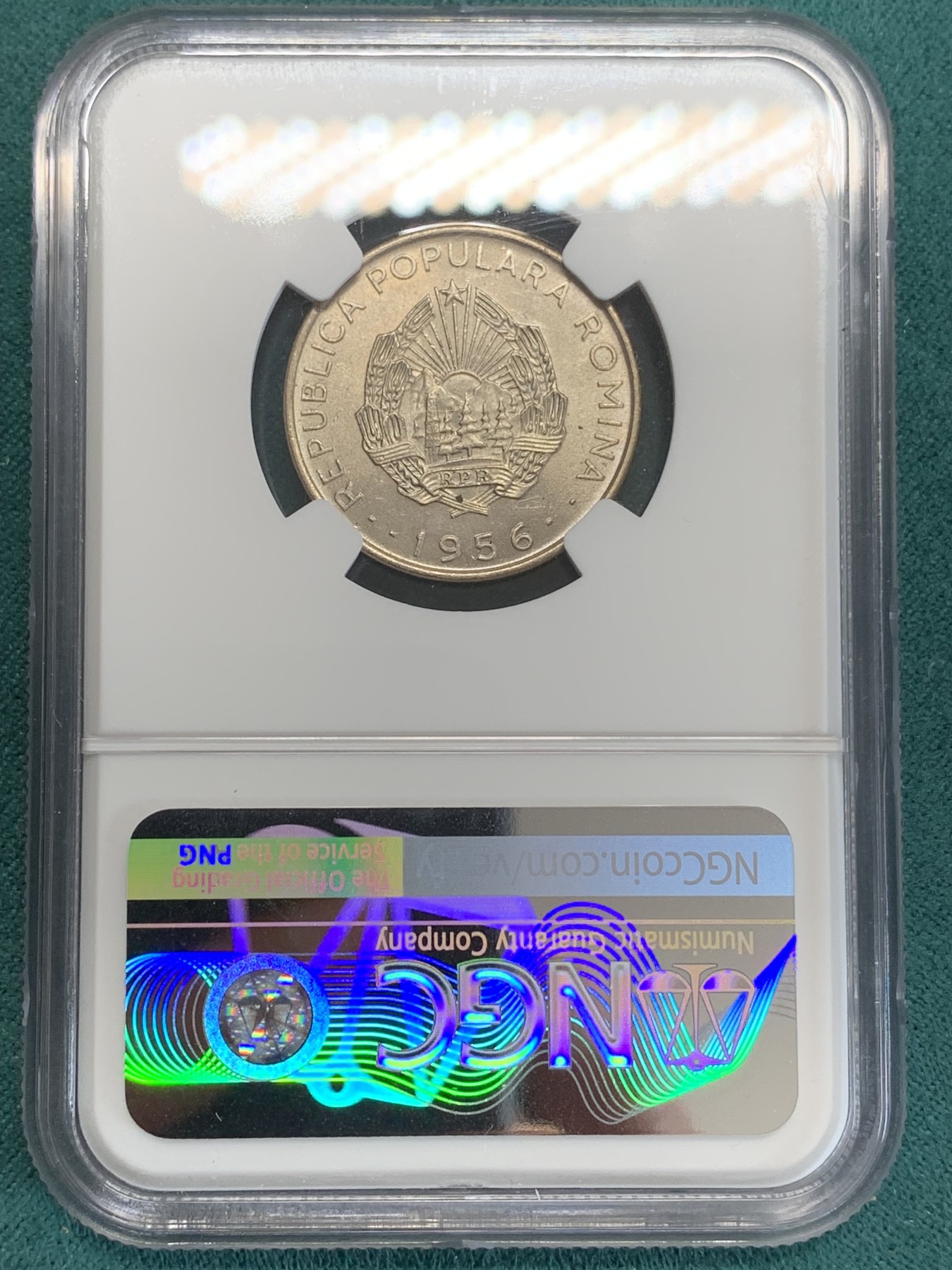 《竞宝斋》第192场-周日，周一 2场 (全场包邮) NGC MS64 高分暴光好品 罗马尼亚1956年50巴尼 社会主义风味浓郁可藏！