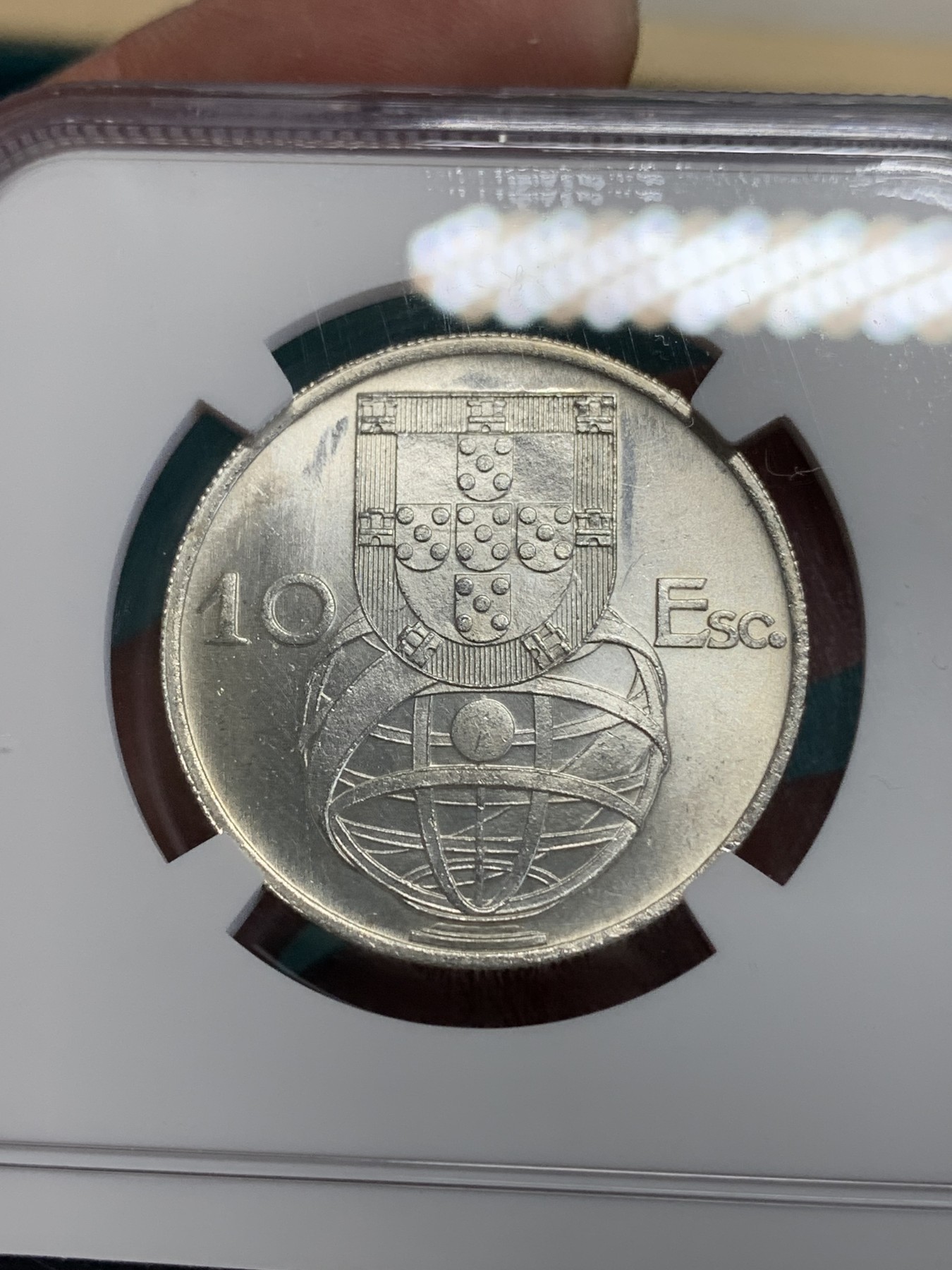 《竞宝斋》第192场-周日，周一 2场 (全场包邮) NGC-MS65 葡萄牙1955年大帆船10埃斯库多银币