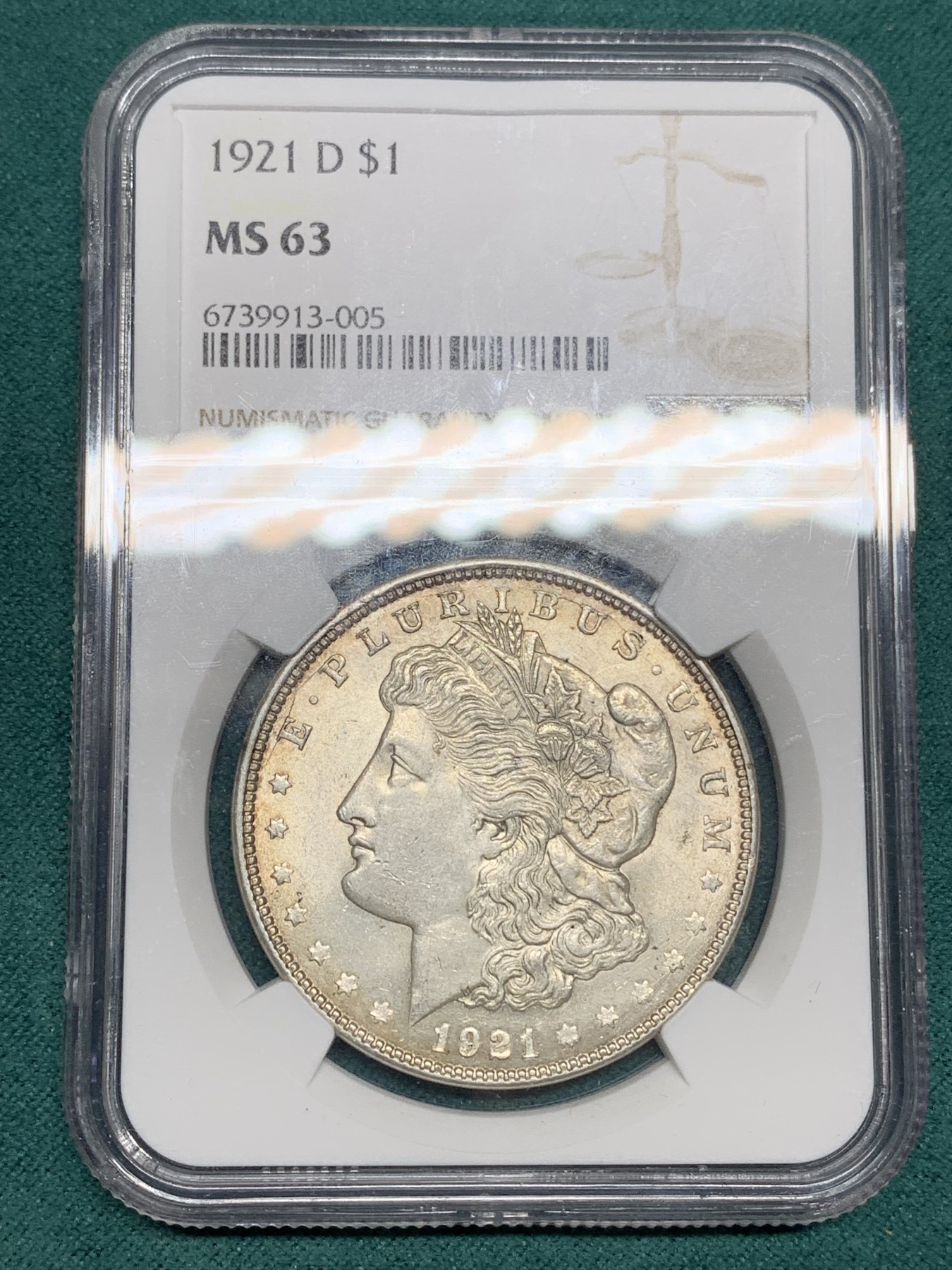 《竞宝斋》第192场-周日，周一 2场 (全场包邮) NGC-MS63 美国1921D 摩根银币