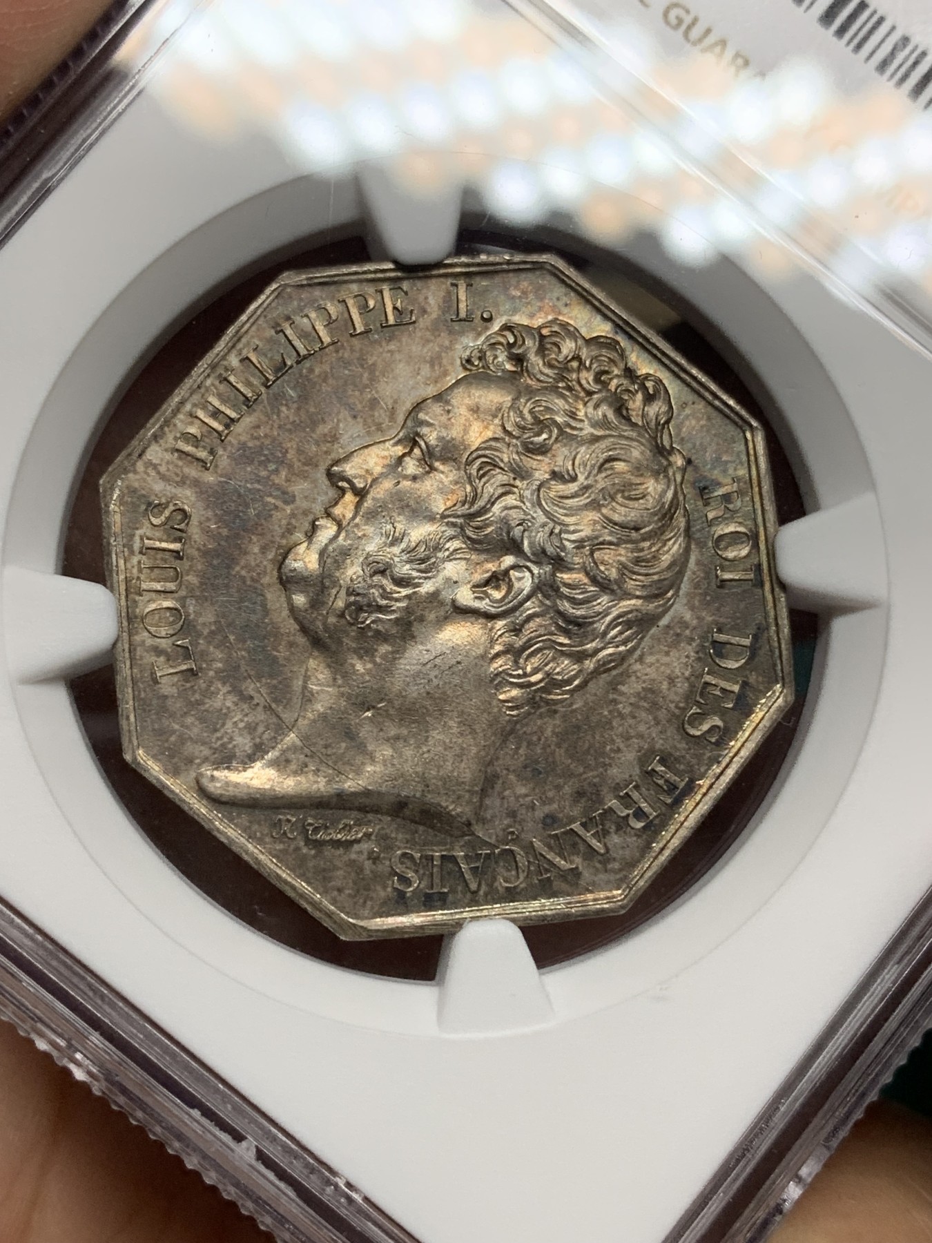 《竞宝斋》第192场-周日，周一 2场 (全场包邮) NGC MS62 法国海港商贸八角银质代币