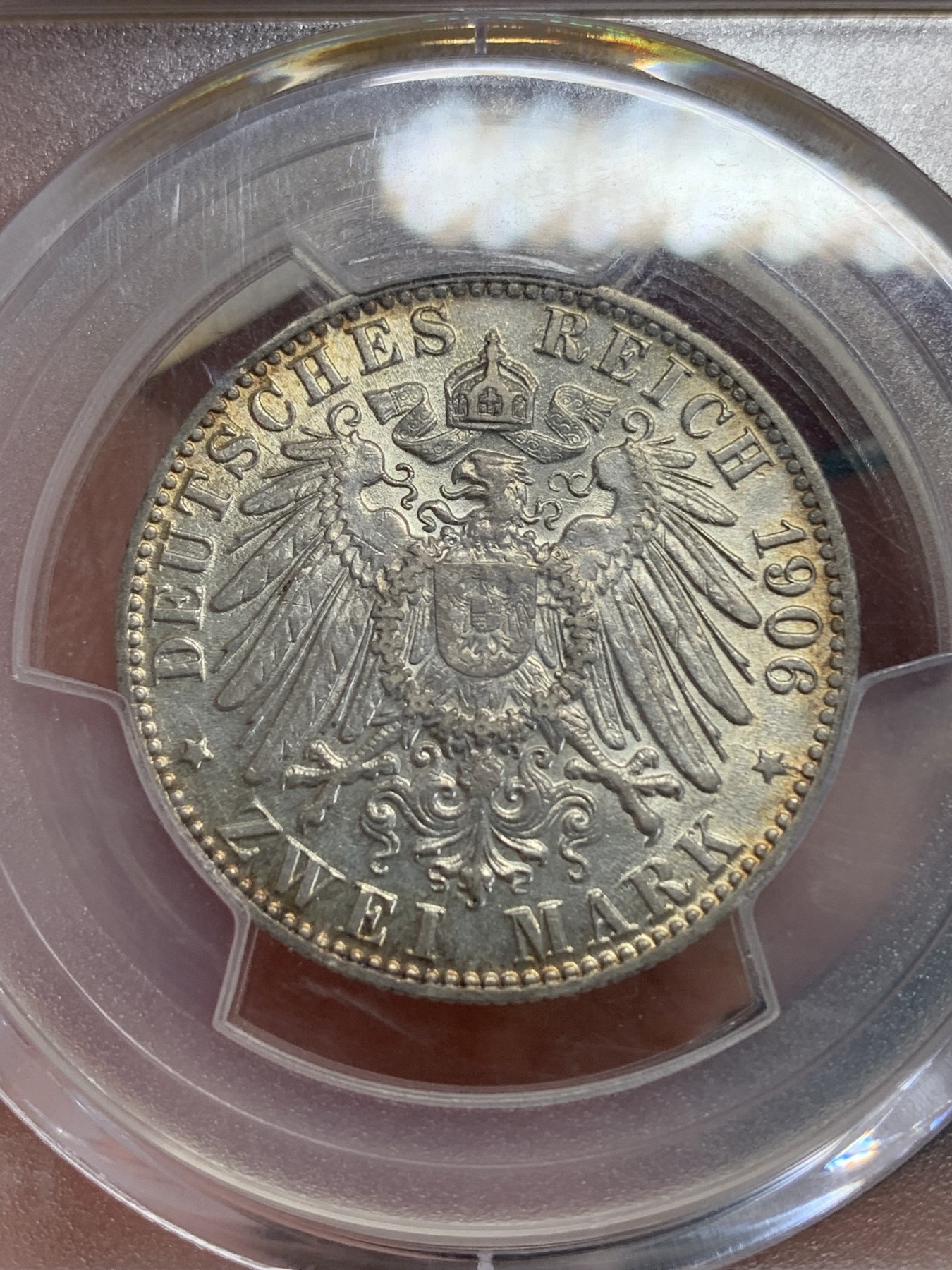 《竞宝斋》第192场-周日，周一 2场 (全场包邮) PCGS-AU55   德国1906年双狮2马克银币