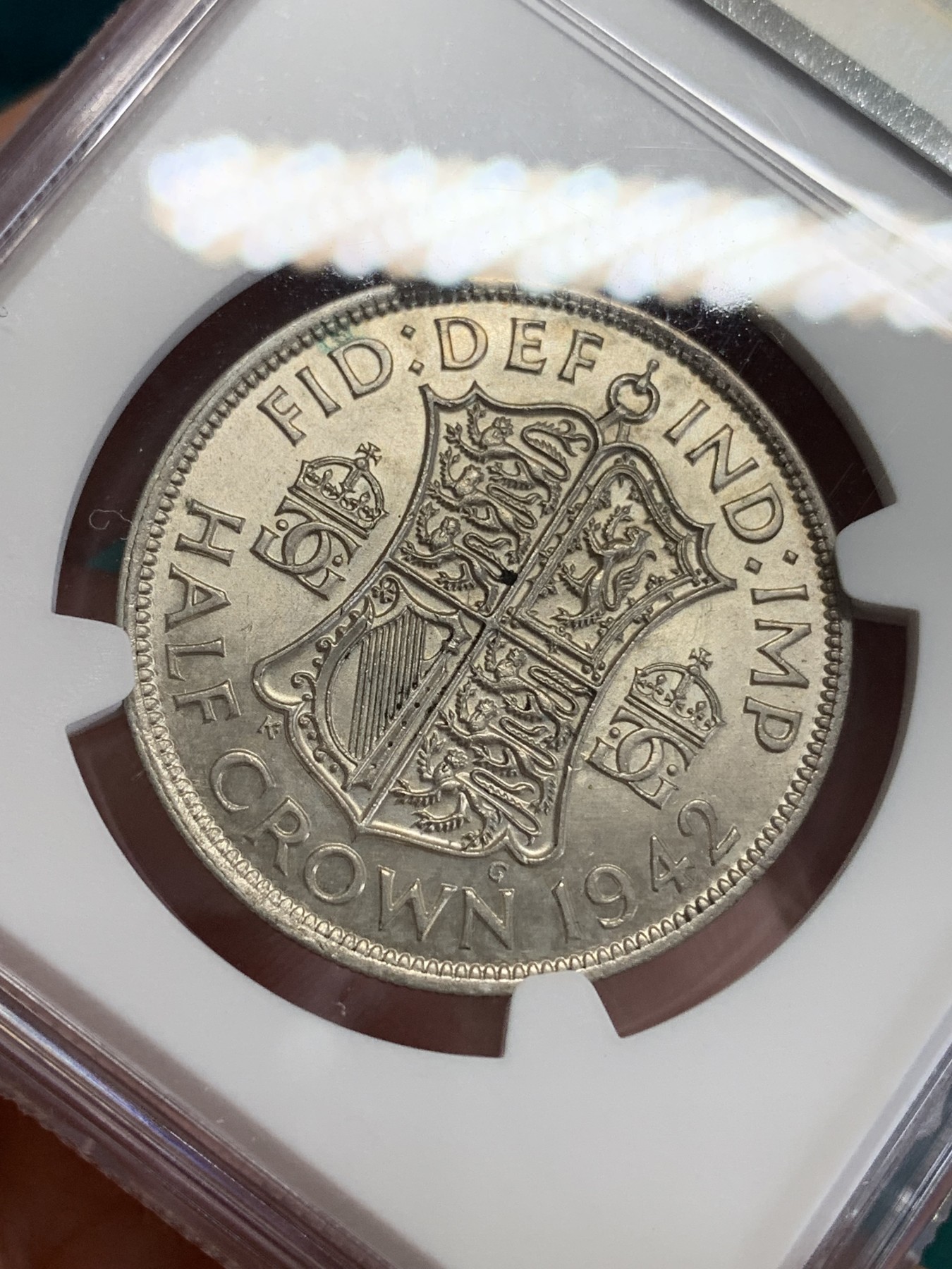 《竞宝斋》第192场-周日，周一 2场 (全场包邮) NGC MS63 英国1942年乔治六世半克朗银币