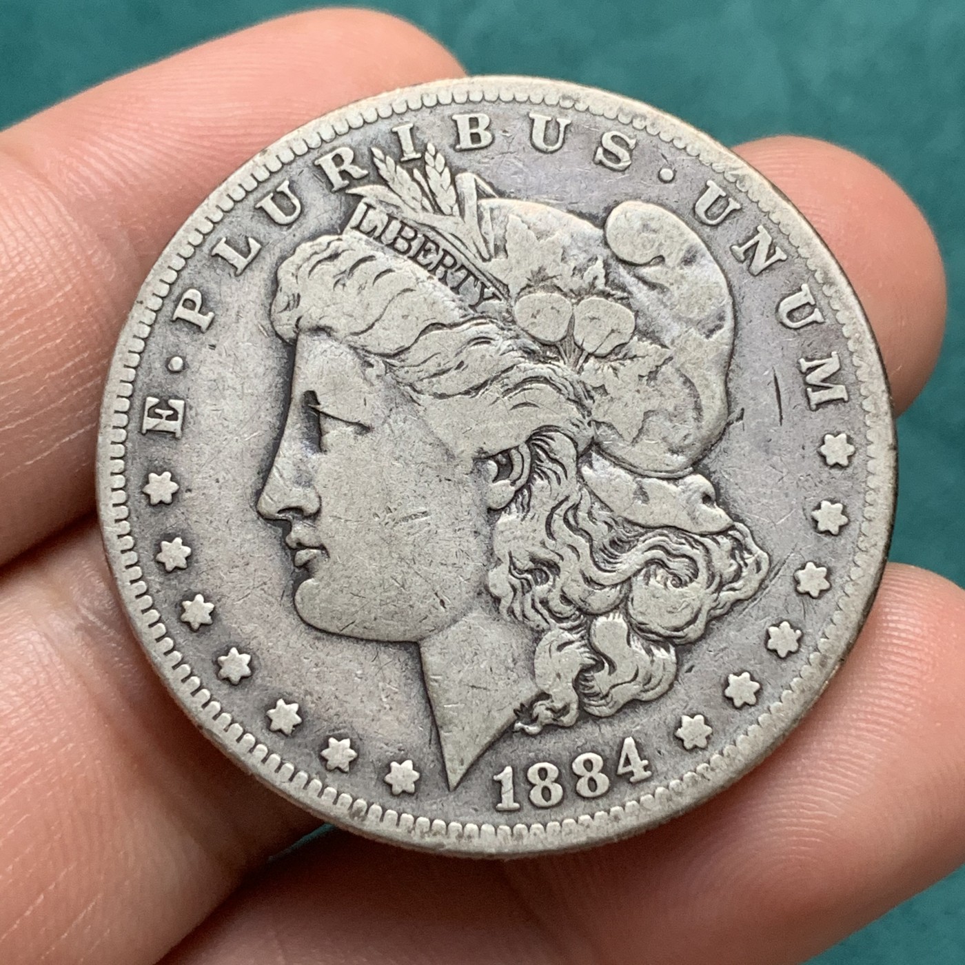 《竞宝斋》第192场-周日，周一 2场 (全场包邮) 美国1884年摩根银元 1美元银币 原味流通 状态不错