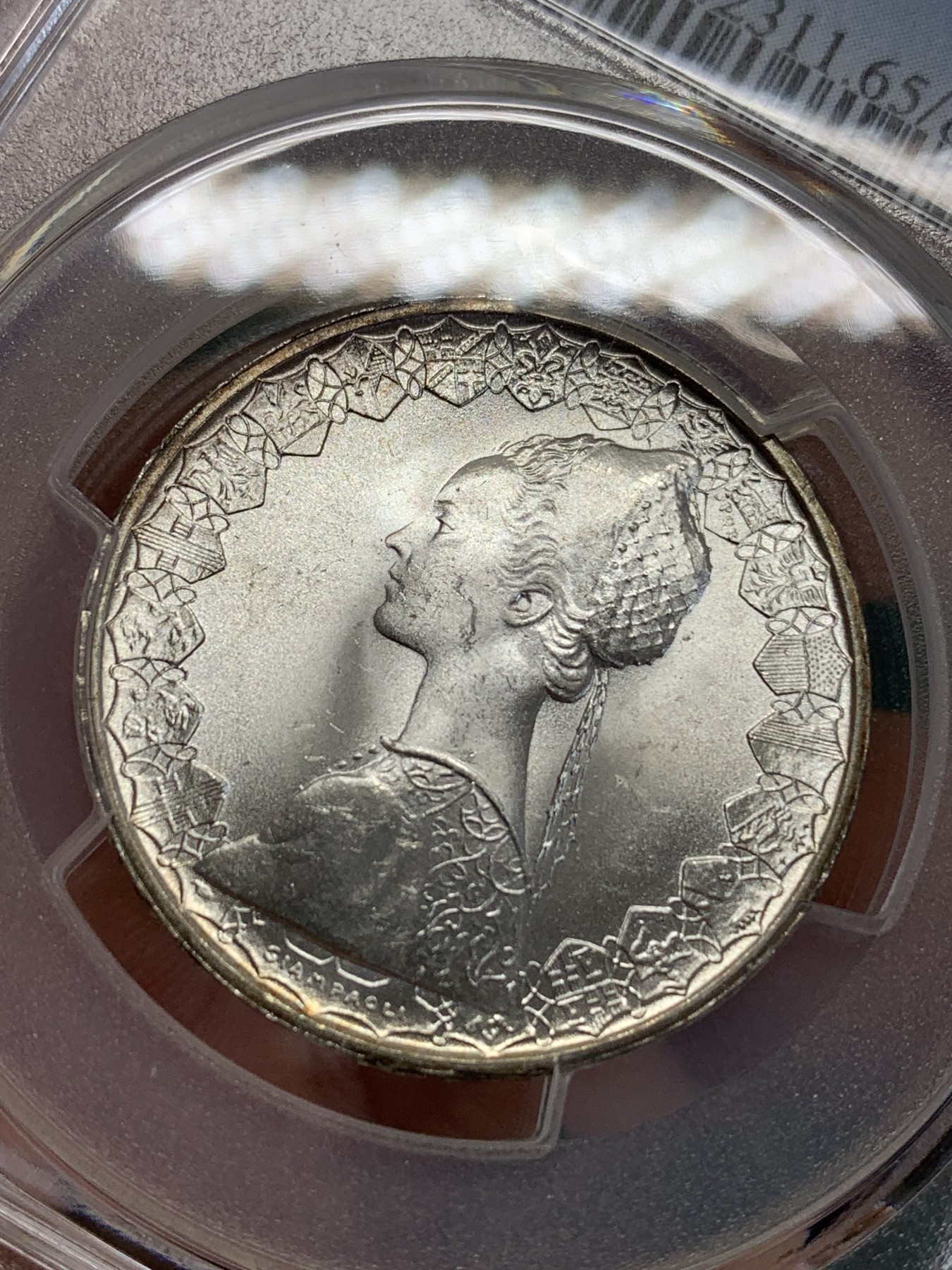 《竞宝斋》第192场-周日，周一 2场 (全场包邮) PCGS-MS65 意大利帆船少女500里拉银币