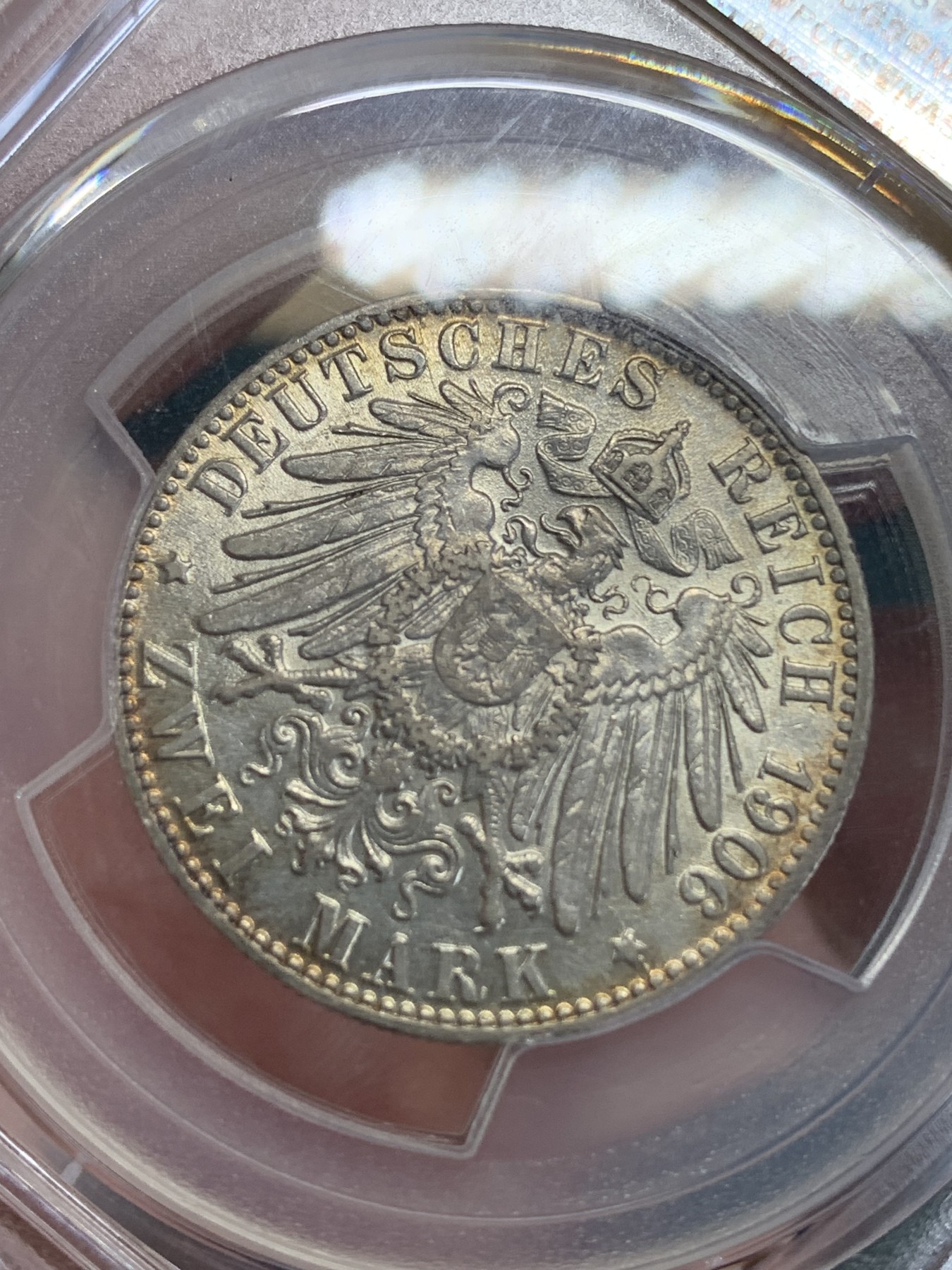 《竞宝斋》第192场-周日，周一 2场 (全场包邮) PCGS-AU55   德国1906年双狮2马克银币