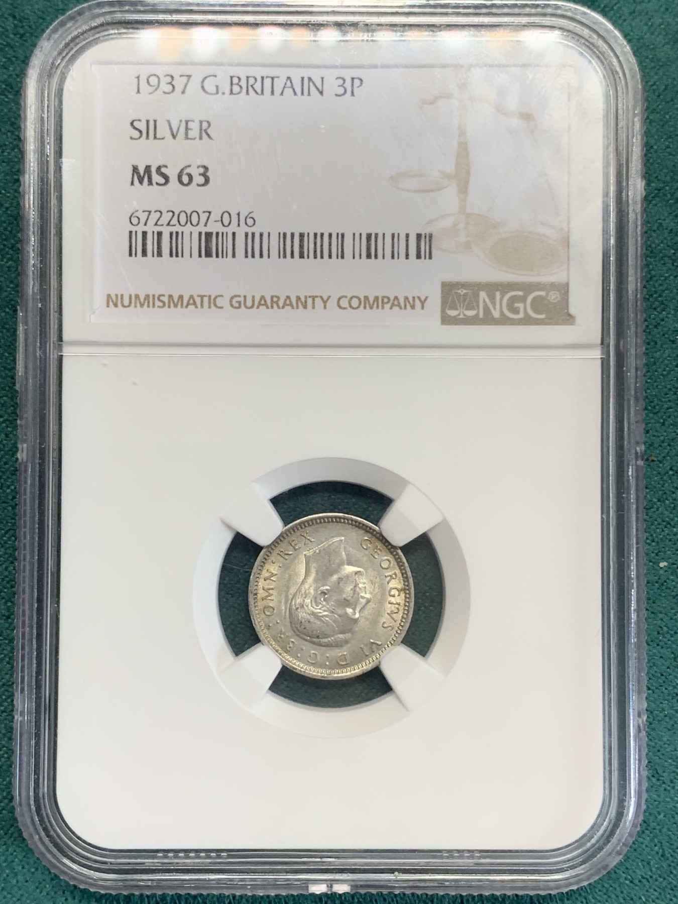 《竞宝斋》第192场-周日，周一 2场 (全场包邮) NGC-MS63 英国 1937年 乔治六世登基年3便士小银币 小银品好困难