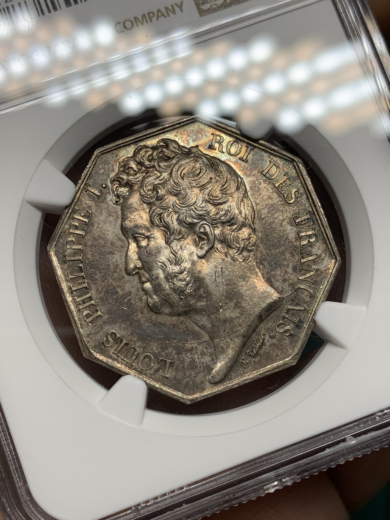 《竞宝斋》第192场-周日，周一 2场 (全场包邮) NGC MS62 法国海港商贸八角银质代币