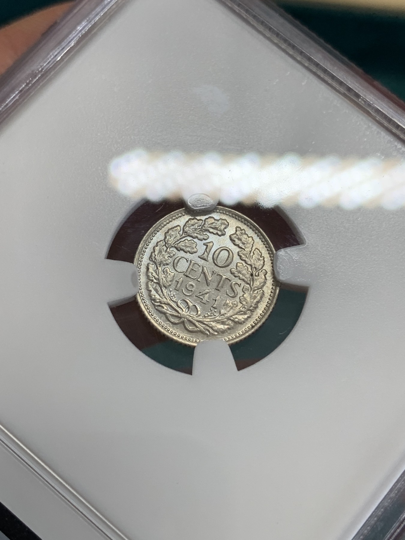 《竞宝斋》第192场-周日，周一 2场 (全场包邮) NGC MS63 荷兰威廉明娜女王1941年10分小银币