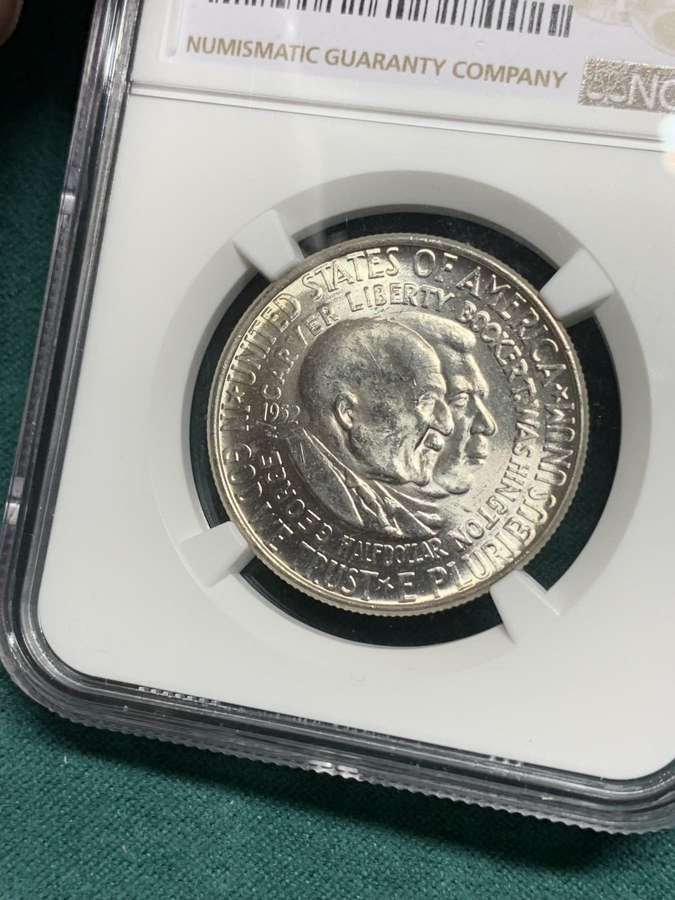 《竞宝斋》第192场-周日，周一 2场 (全场包邮) NGC MS63 美国1952年乔治华盛顿地图半美元银币